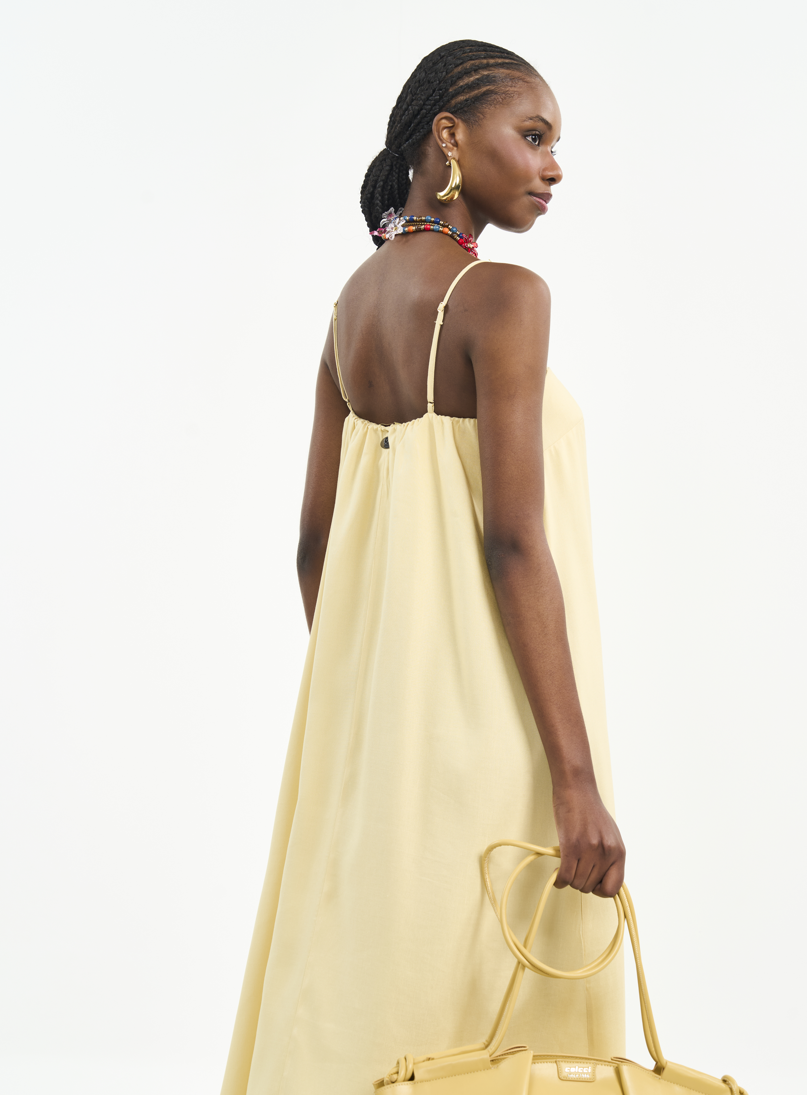 VESTIDO LINHO G AMARELO SOLENE