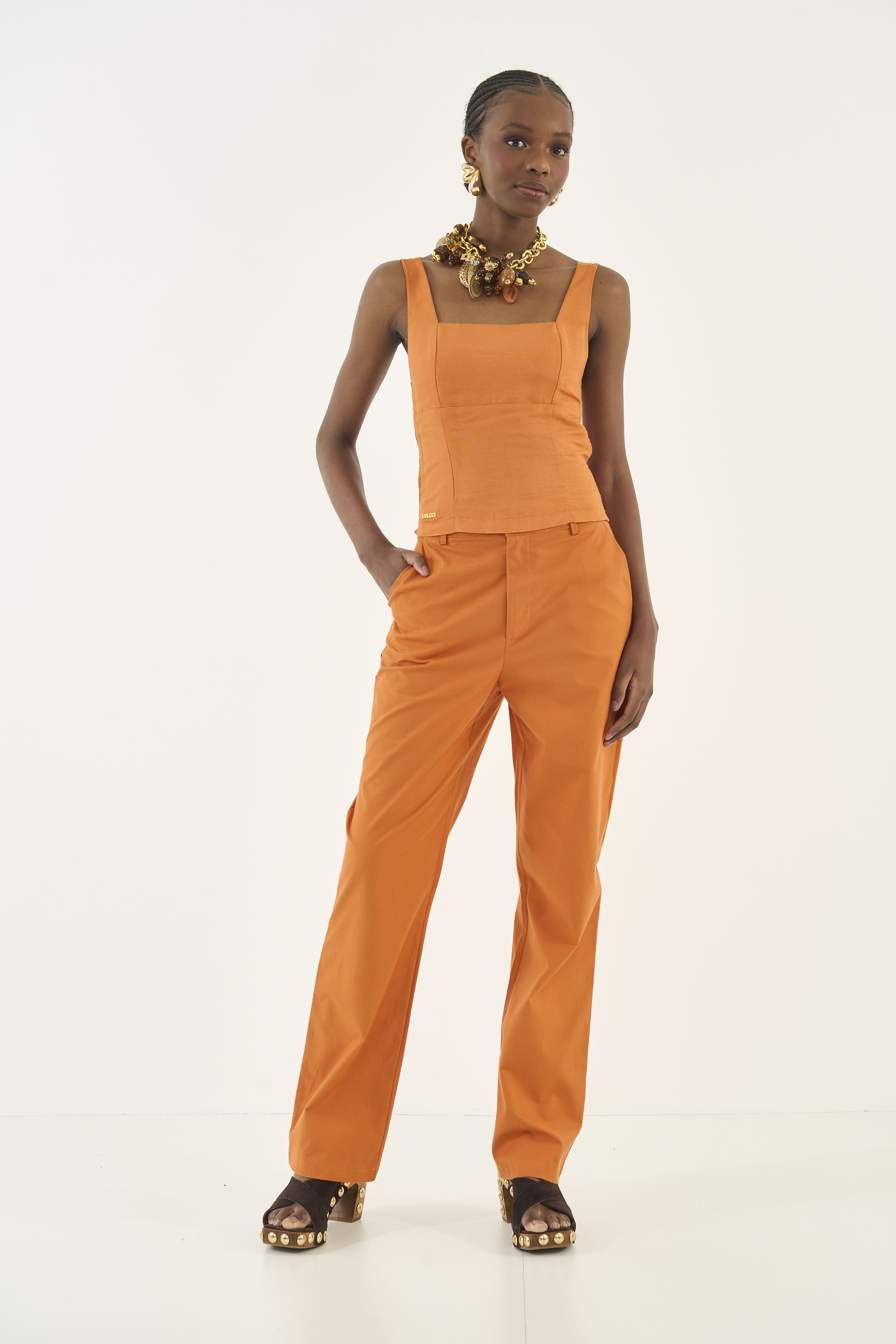 BLUSA LINHO M LARANJA GRAPEFR