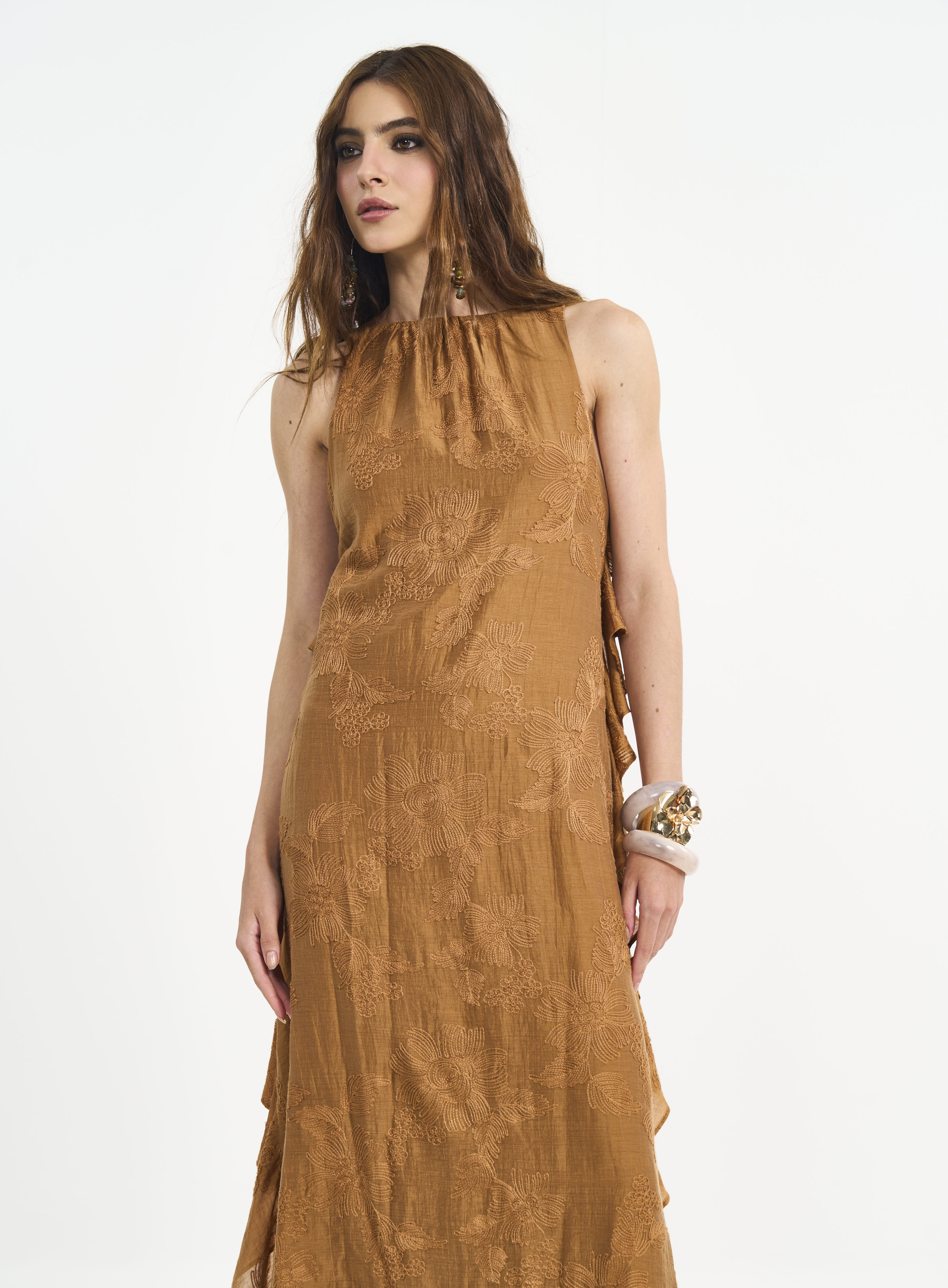 VESTIDO BORDADO G MARROM DROME