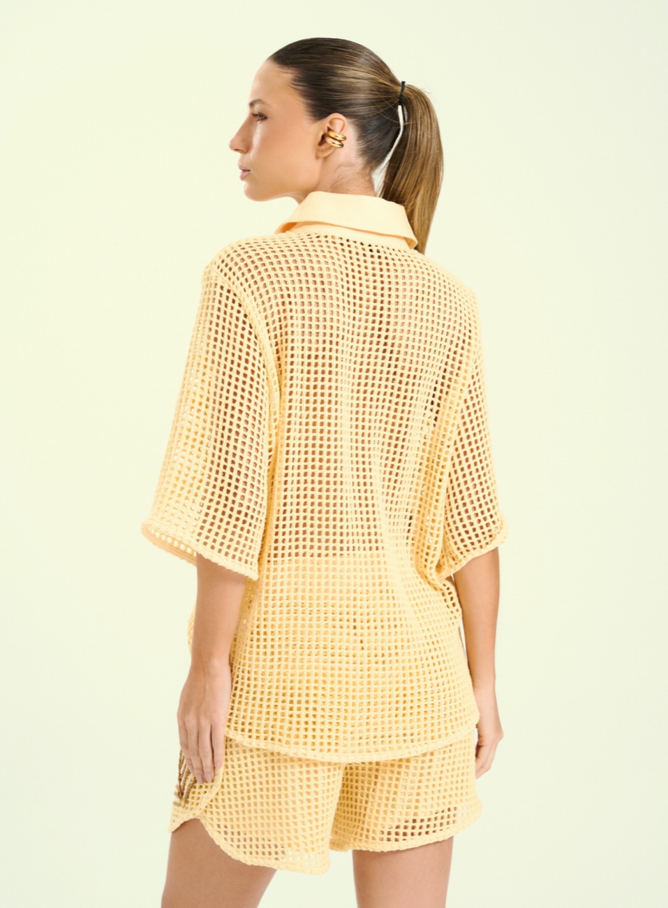 CAMISA DETALHE LINHO BORDADA M AMARELO SUNSHIN