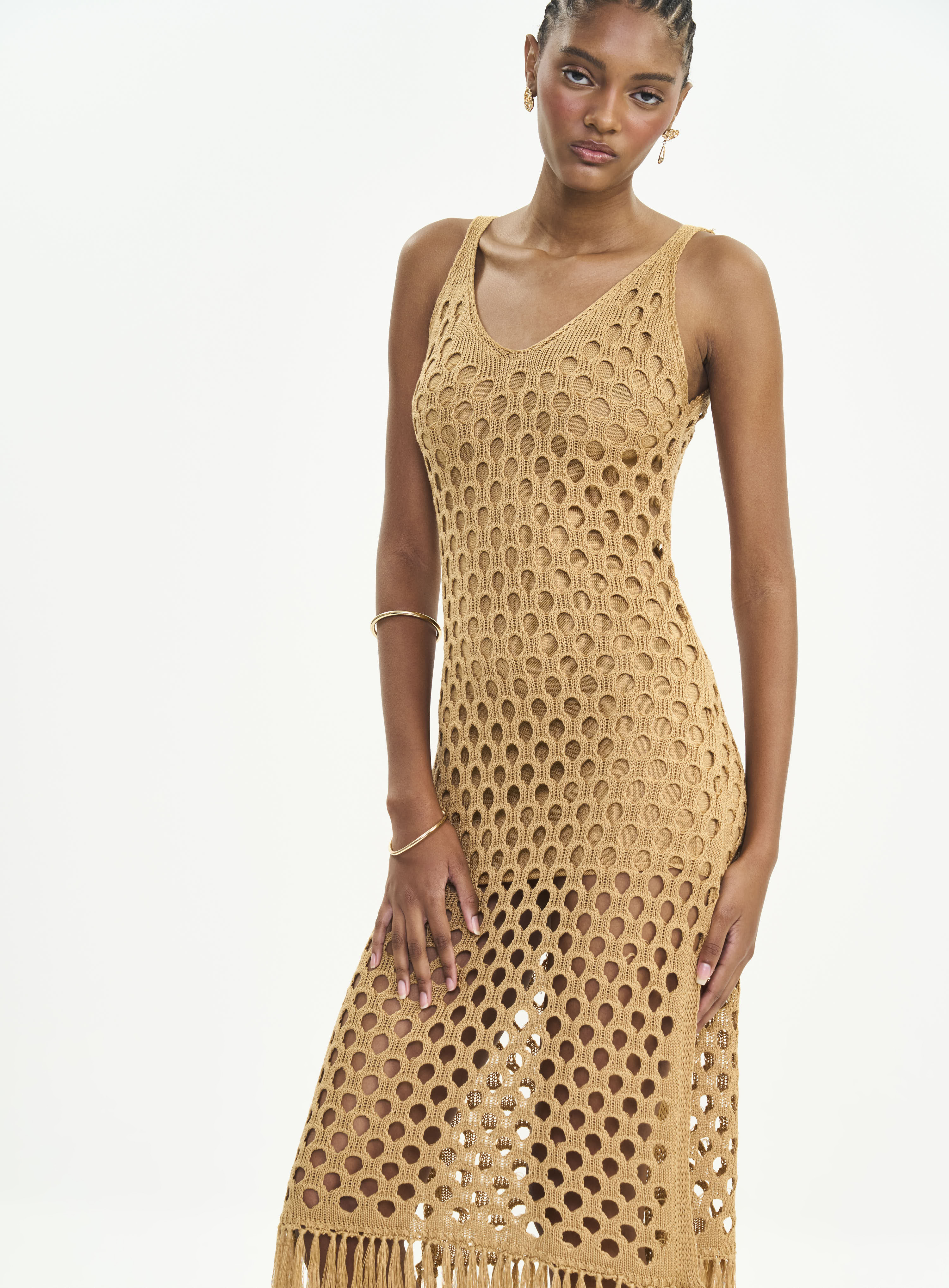 VESTIDO TRICÔ G MARROM RUSTY IRON