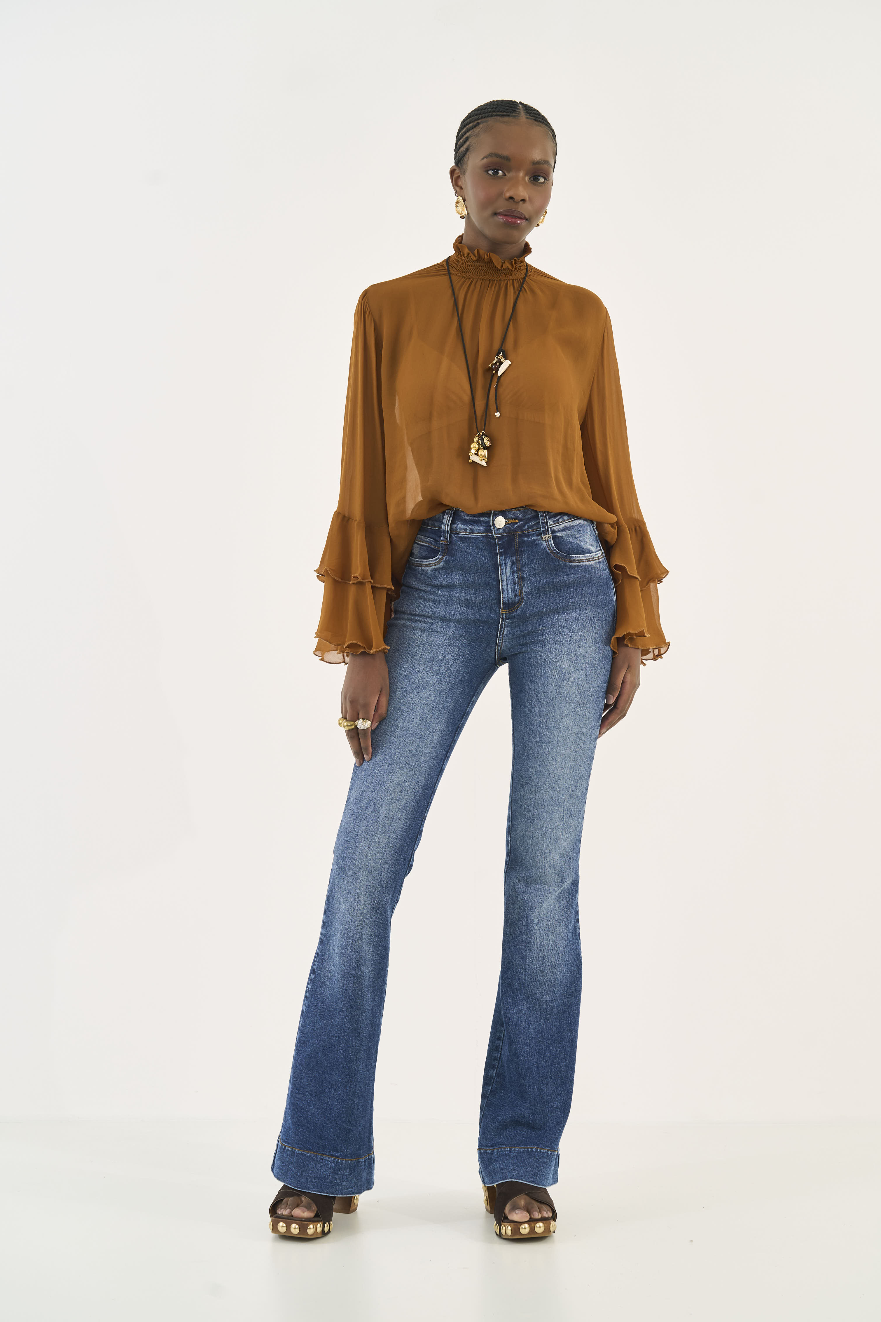 CALÇA JEANS BIA FLARE 42 INDIGO
