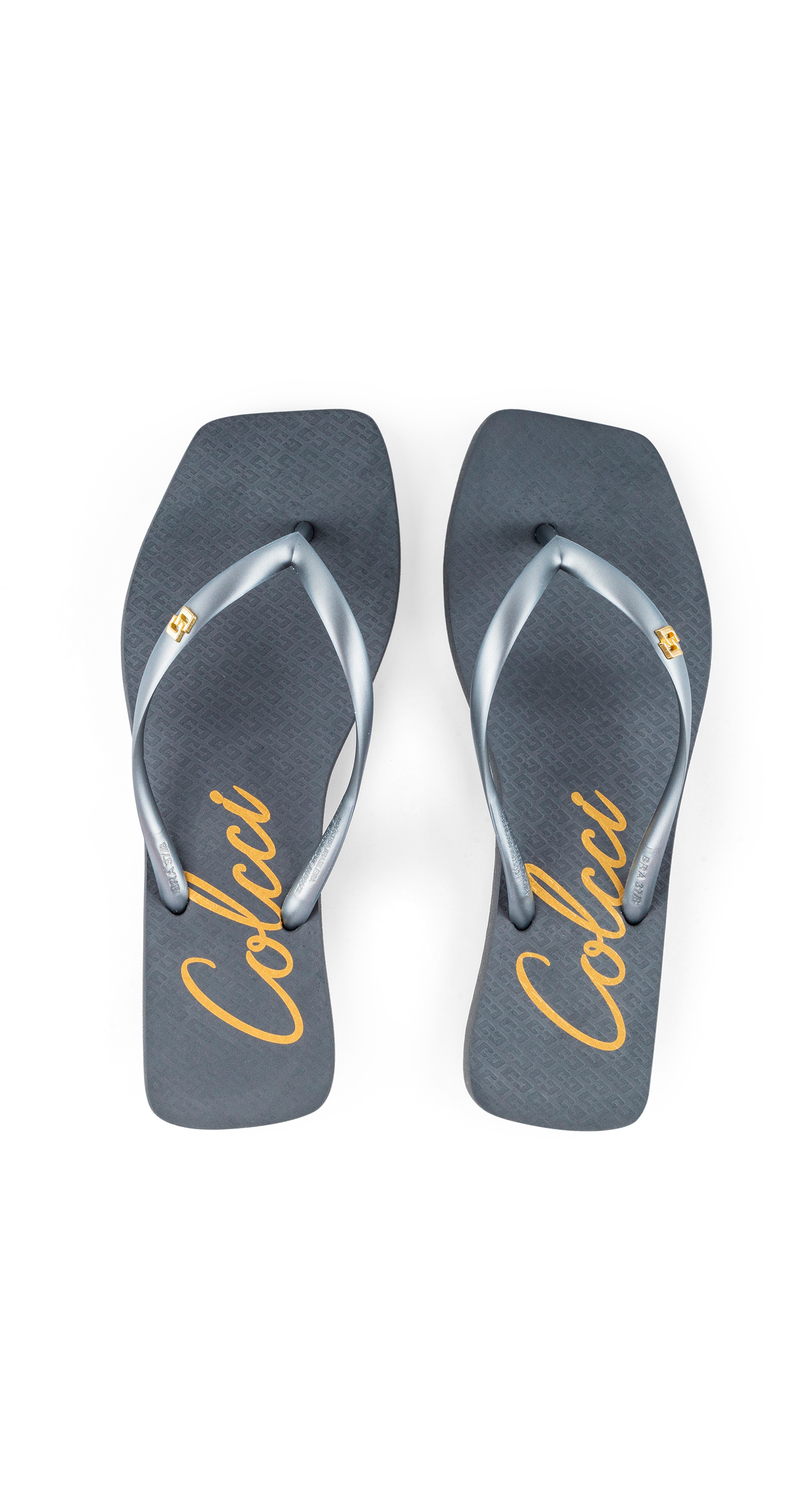 CHINELO FEMININO LETTERING METAL 33-34 GRAFITE