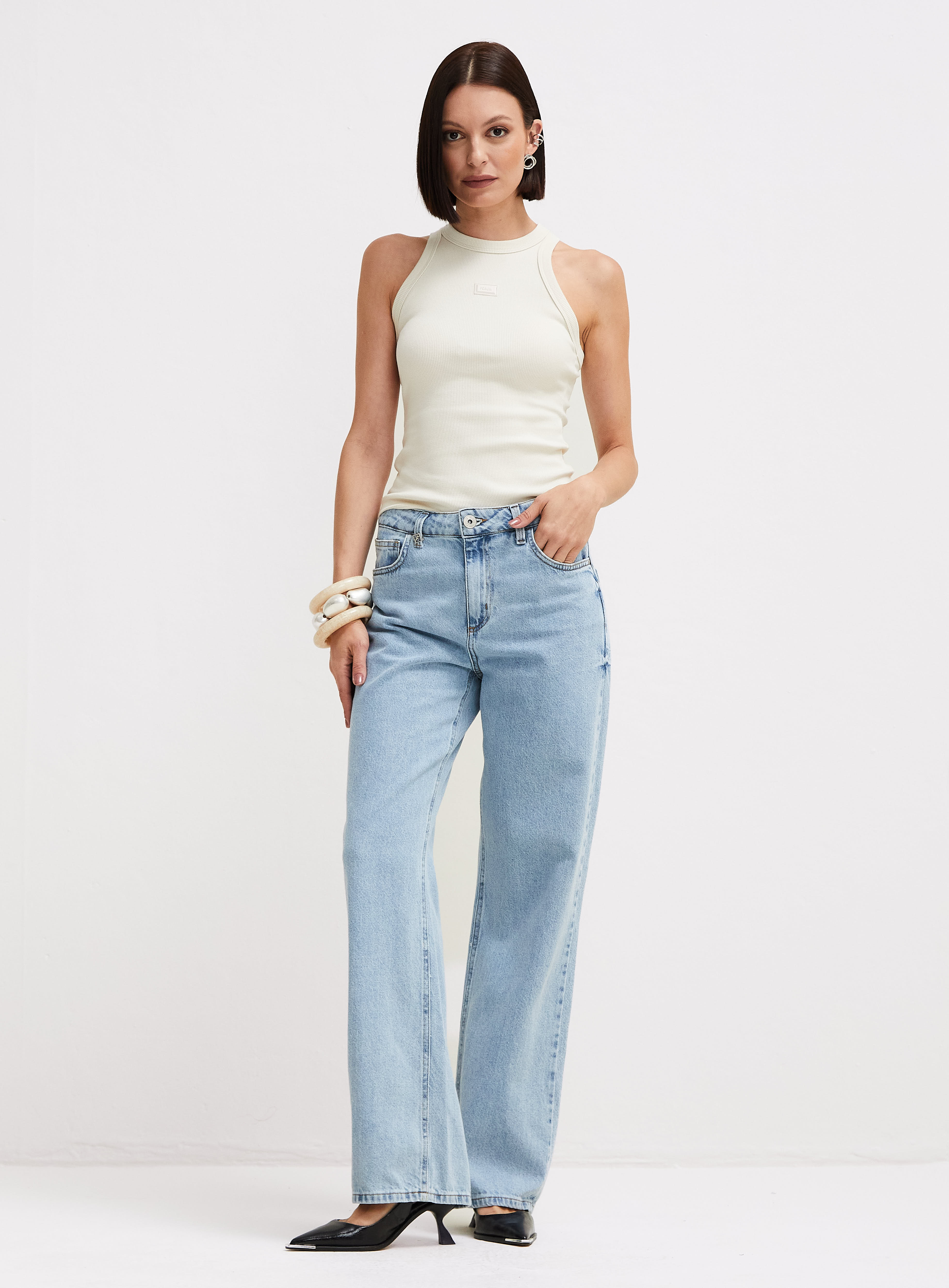 CALÇA JEANS RAQUEL WIDE LEG 42 INDIGO