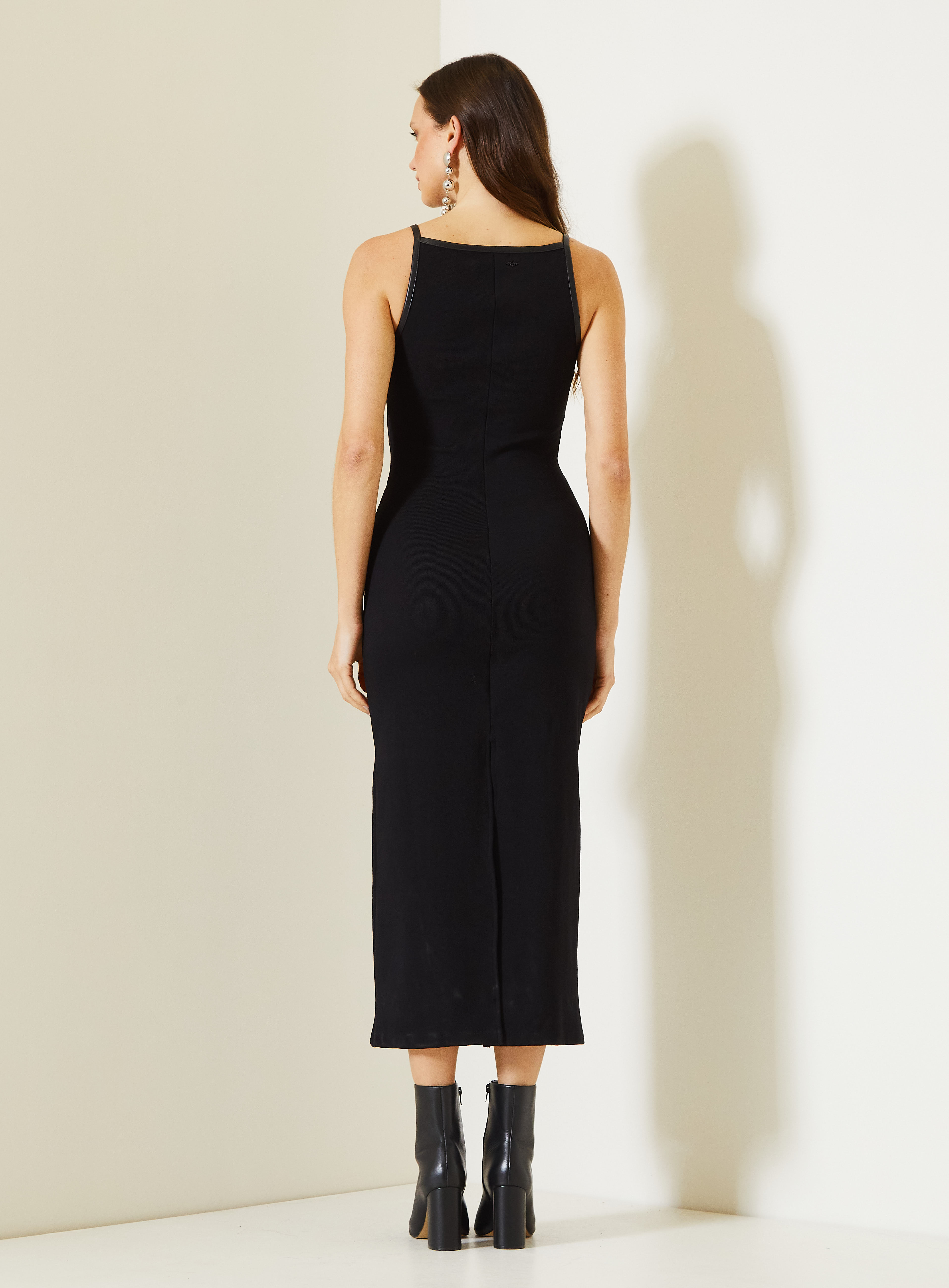 VESTIDO CANELADO G MARROM BOTANIC