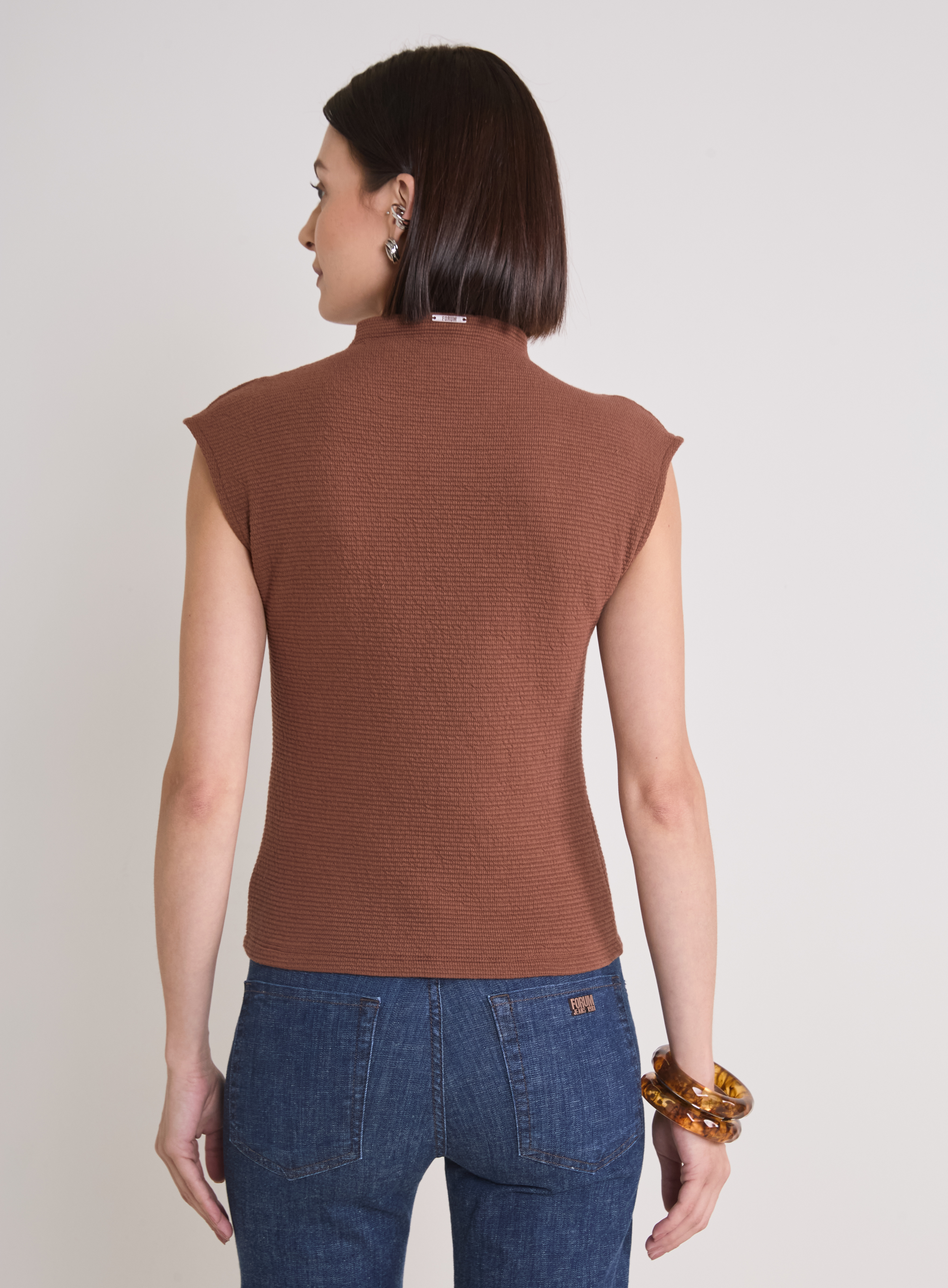 BLUSA CANELADA G MARROM IMBUIA