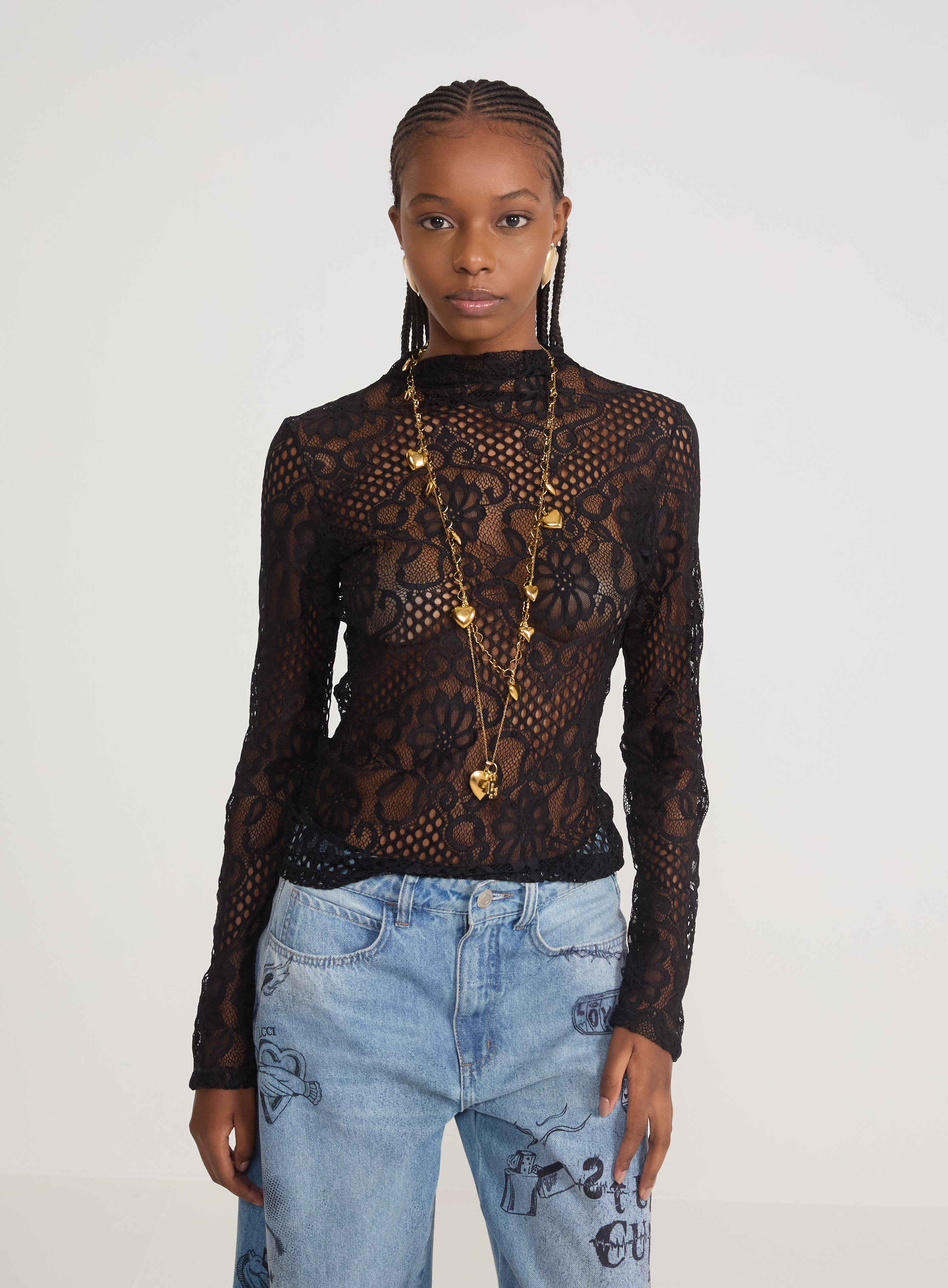 BLUSA RENDA G PRETO