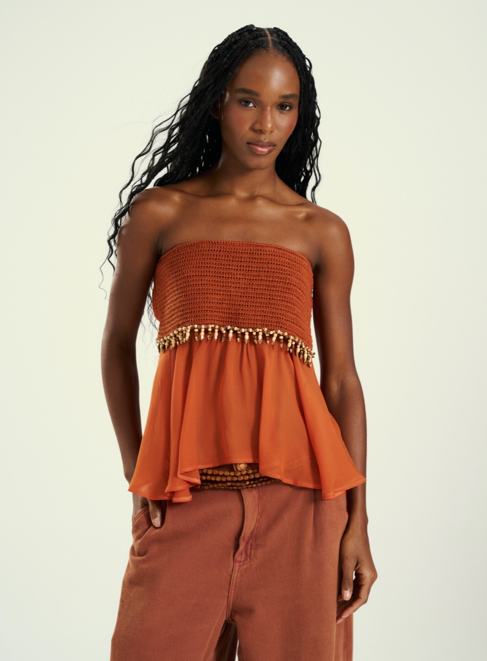 BLUSA OPEN GG MARROM CARAMEL