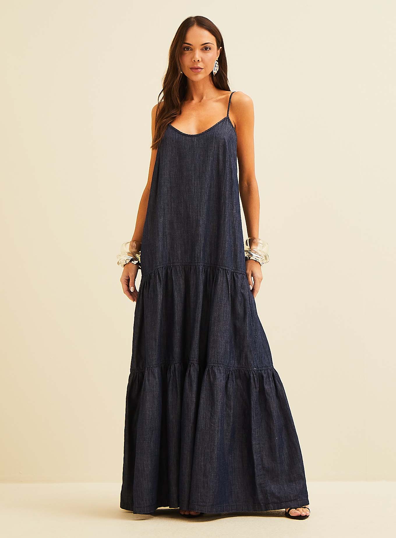 VESTIDO LINHO JEANS P INDIGO