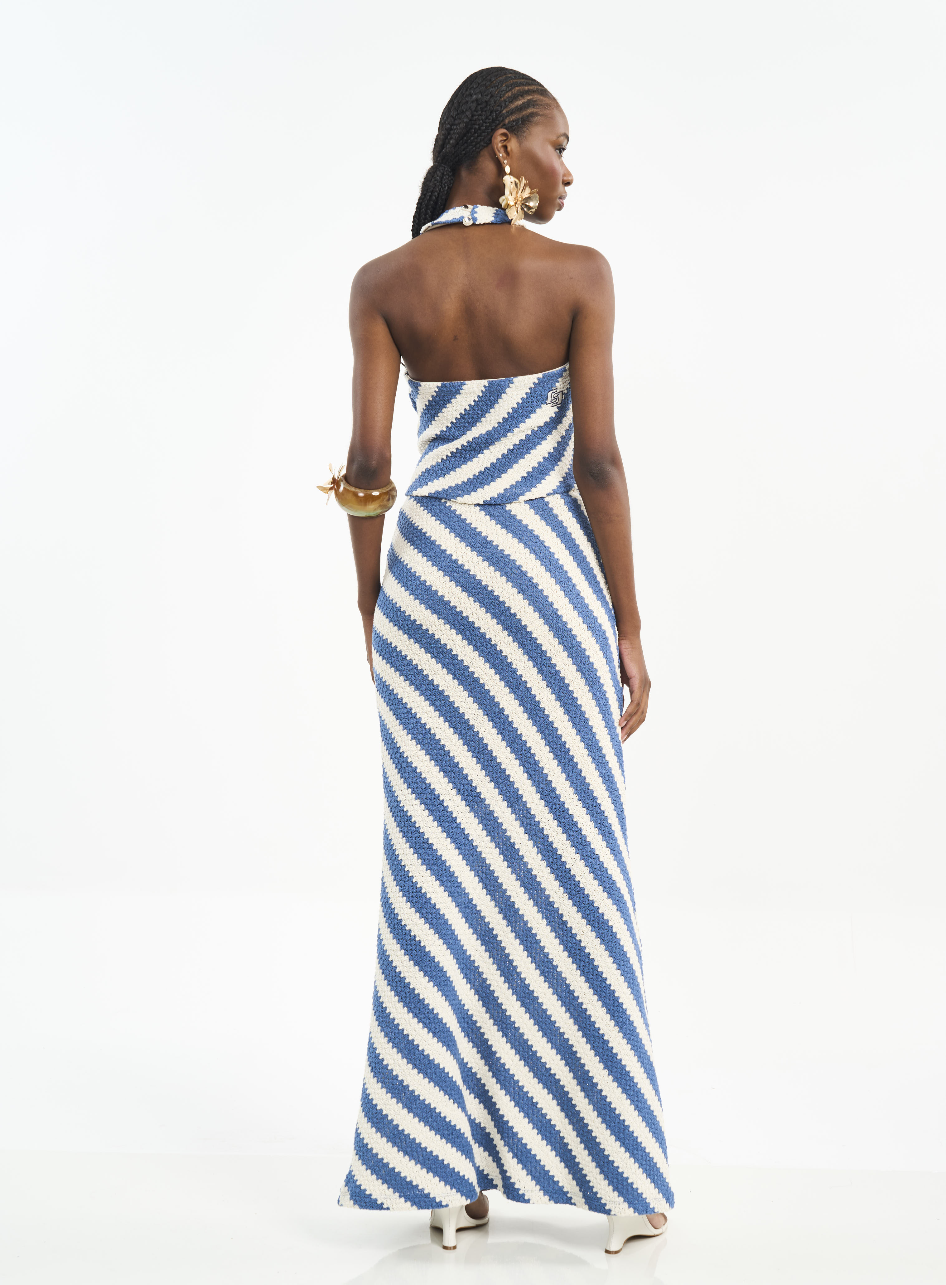 BLUSA LISTRADA P BEGE/MARINHO