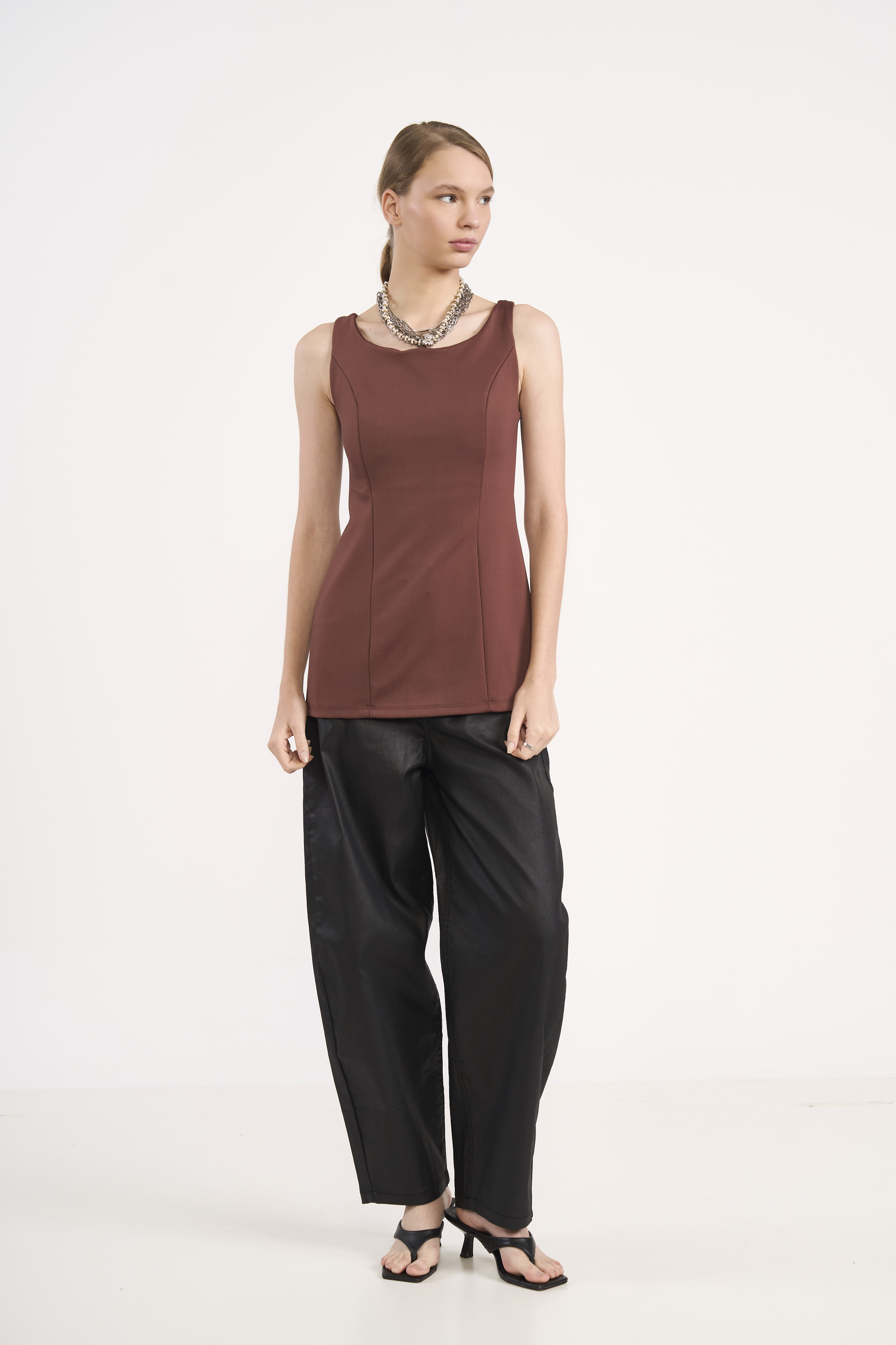 BLUSA COLCCI G MARROM BEATEN BROWN