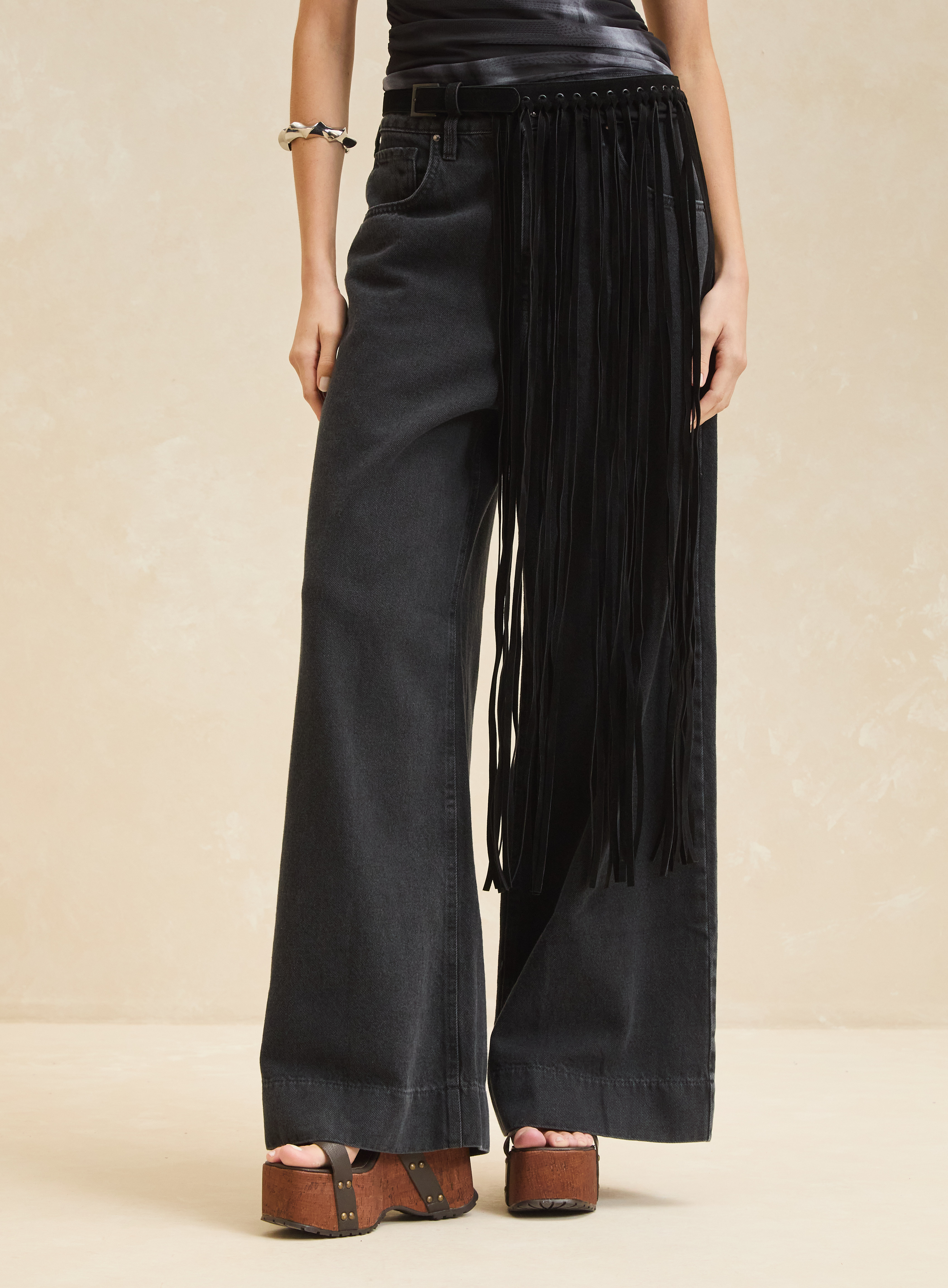 CALÇA JEANS BAGGY 38 IND.PRETO