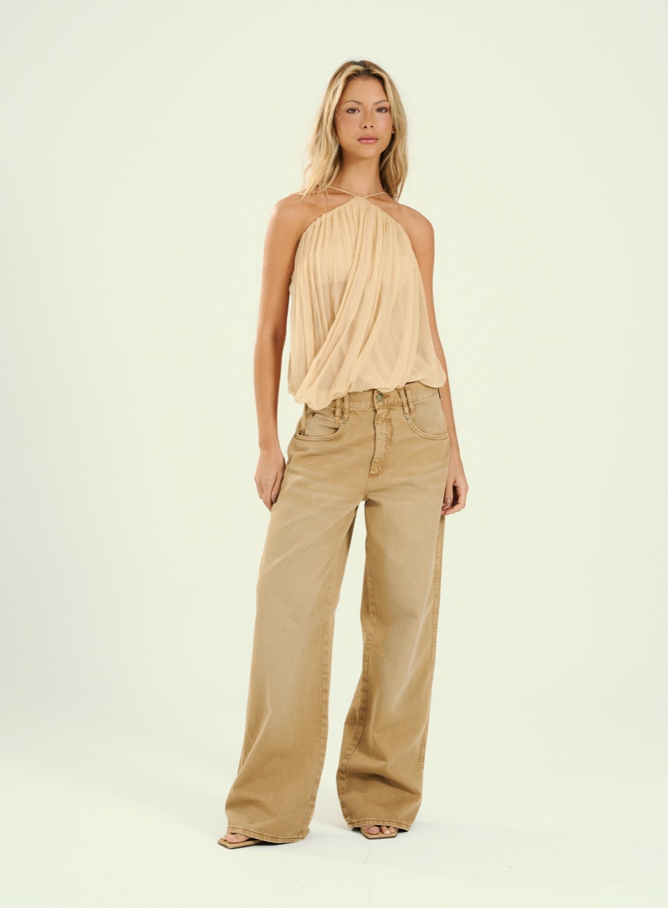 CALÇA SARJA LILIAN 34 BEGE GOLDEN WHE