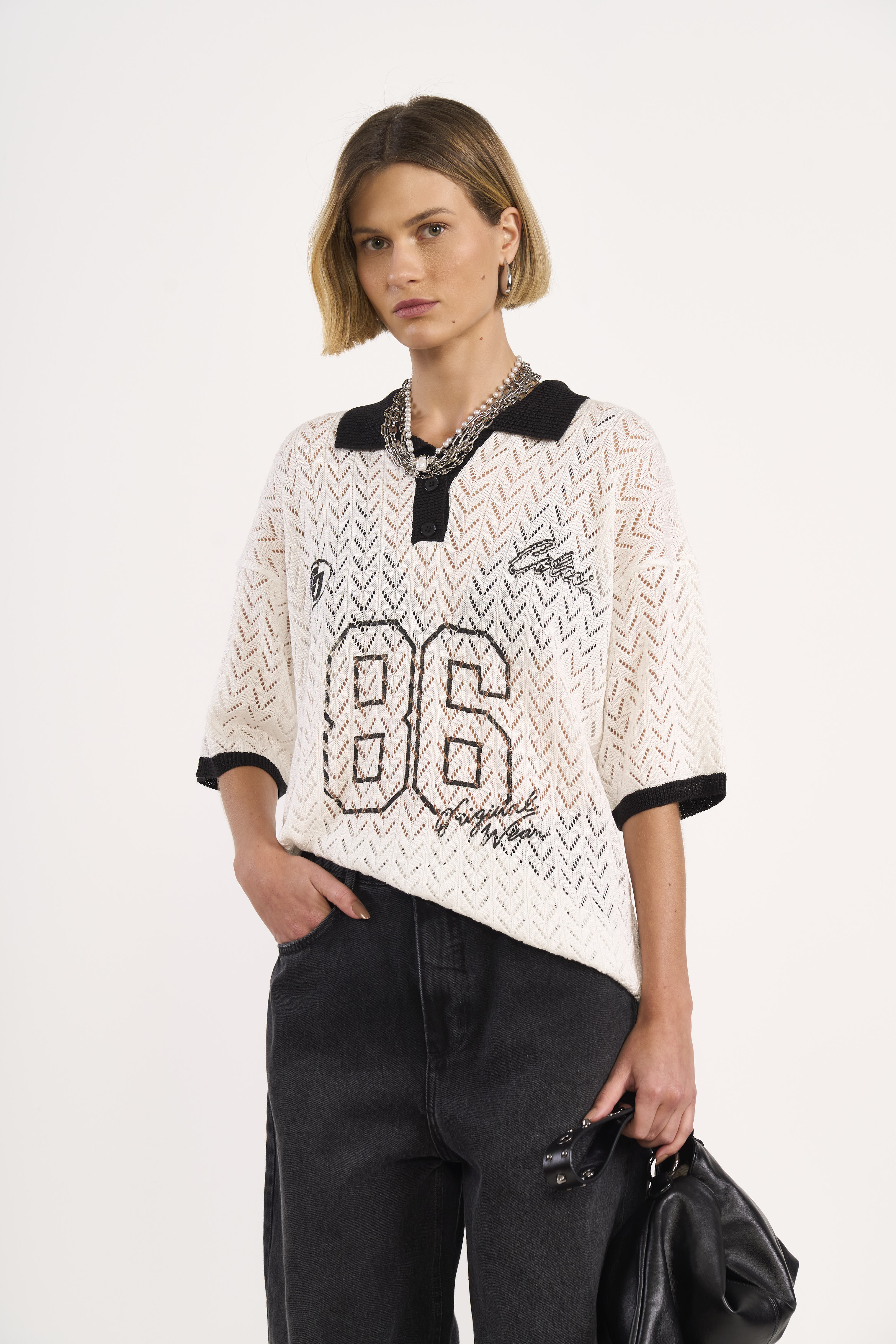 POLO TRICÔ G OFF/PRETO