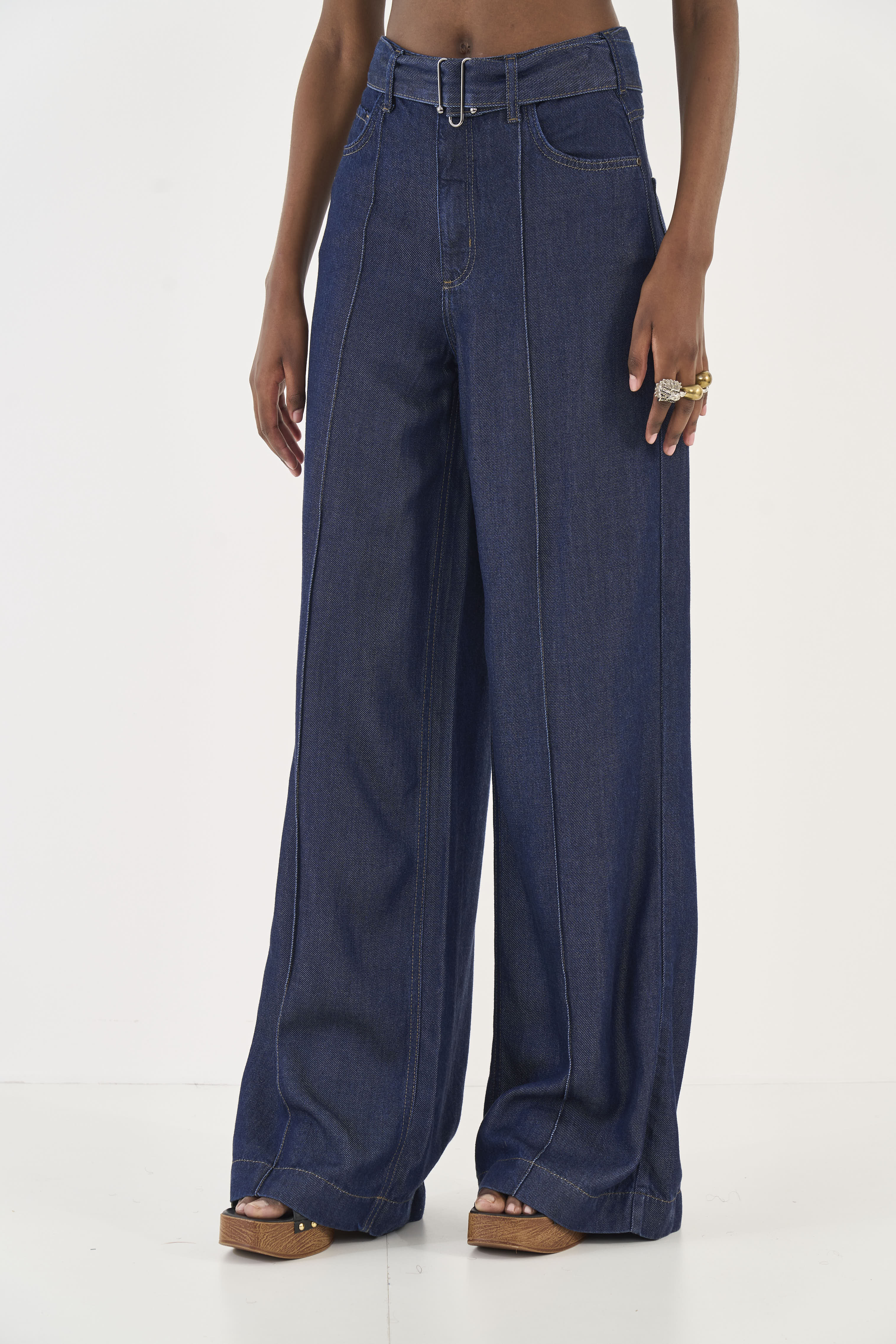 CALÇA JEANS SILVIA COM CINTO 36 INDIGO