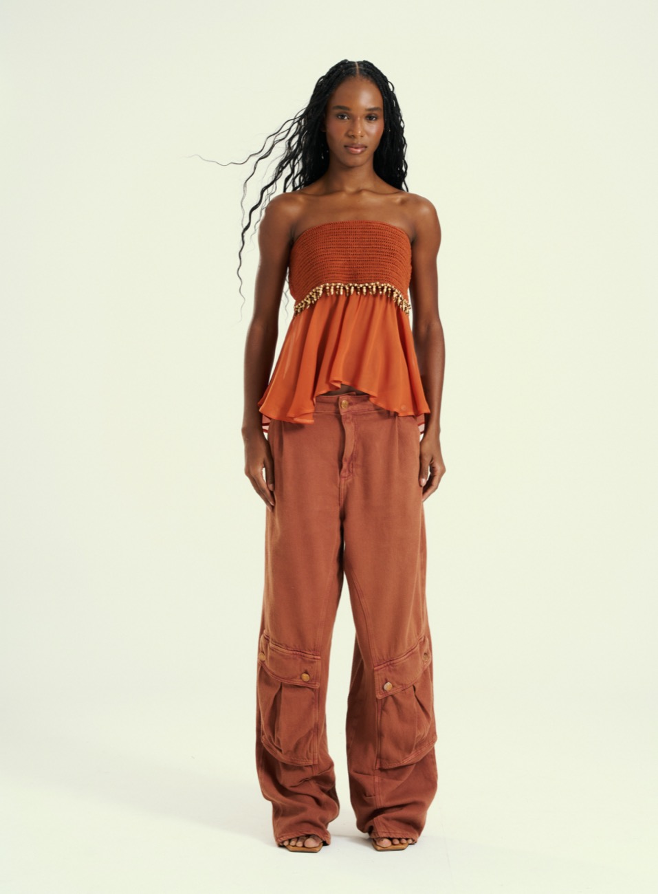 BLUSA OPEN GG MARROM CARAMEL