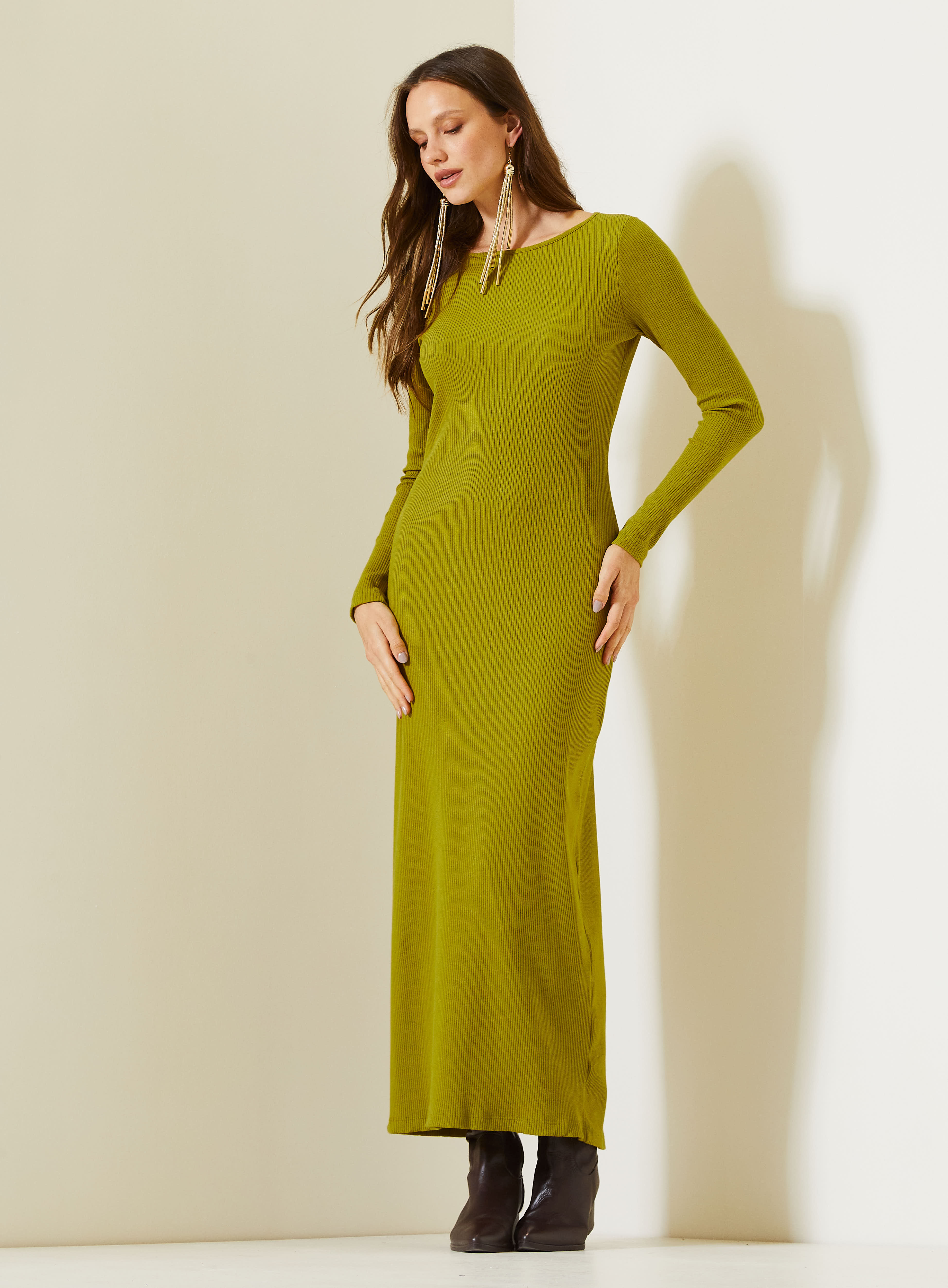 VESTIDO CANELADO G MARROM TIRAMISU