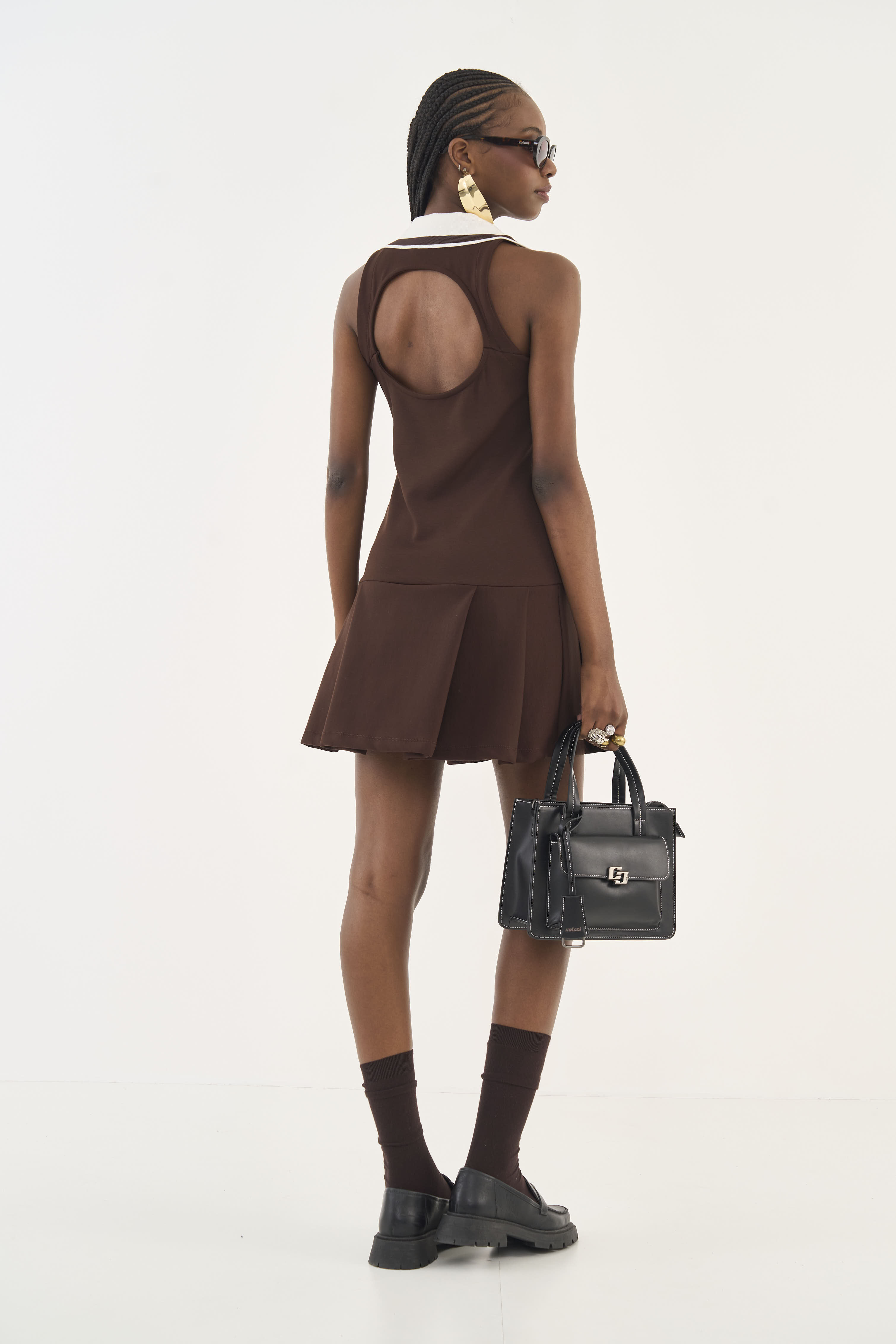 VESTIDO COLCCI GG MARROM NOBUCK