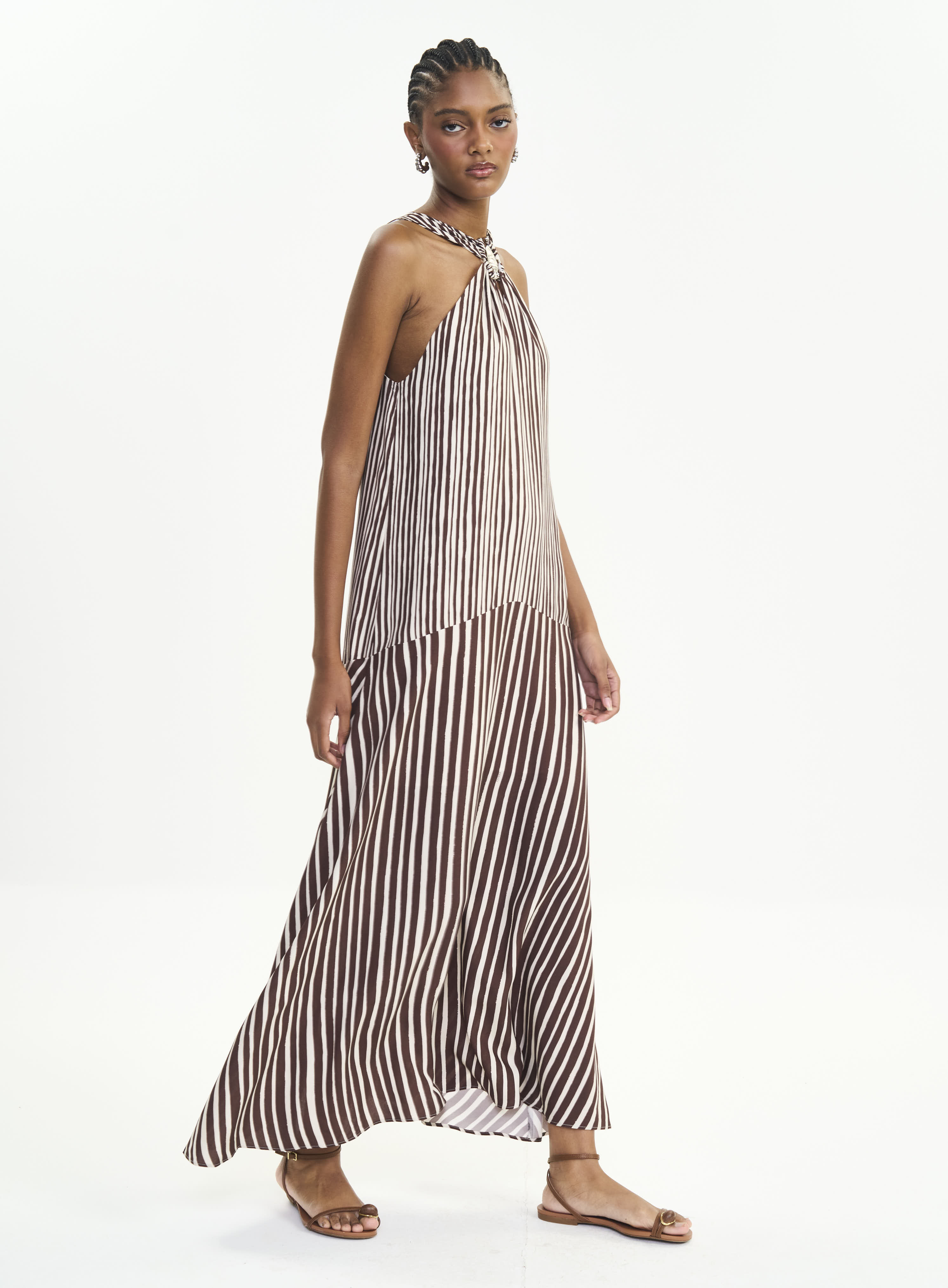 VESTIDO ESTAMPADO M OFF/MARROM