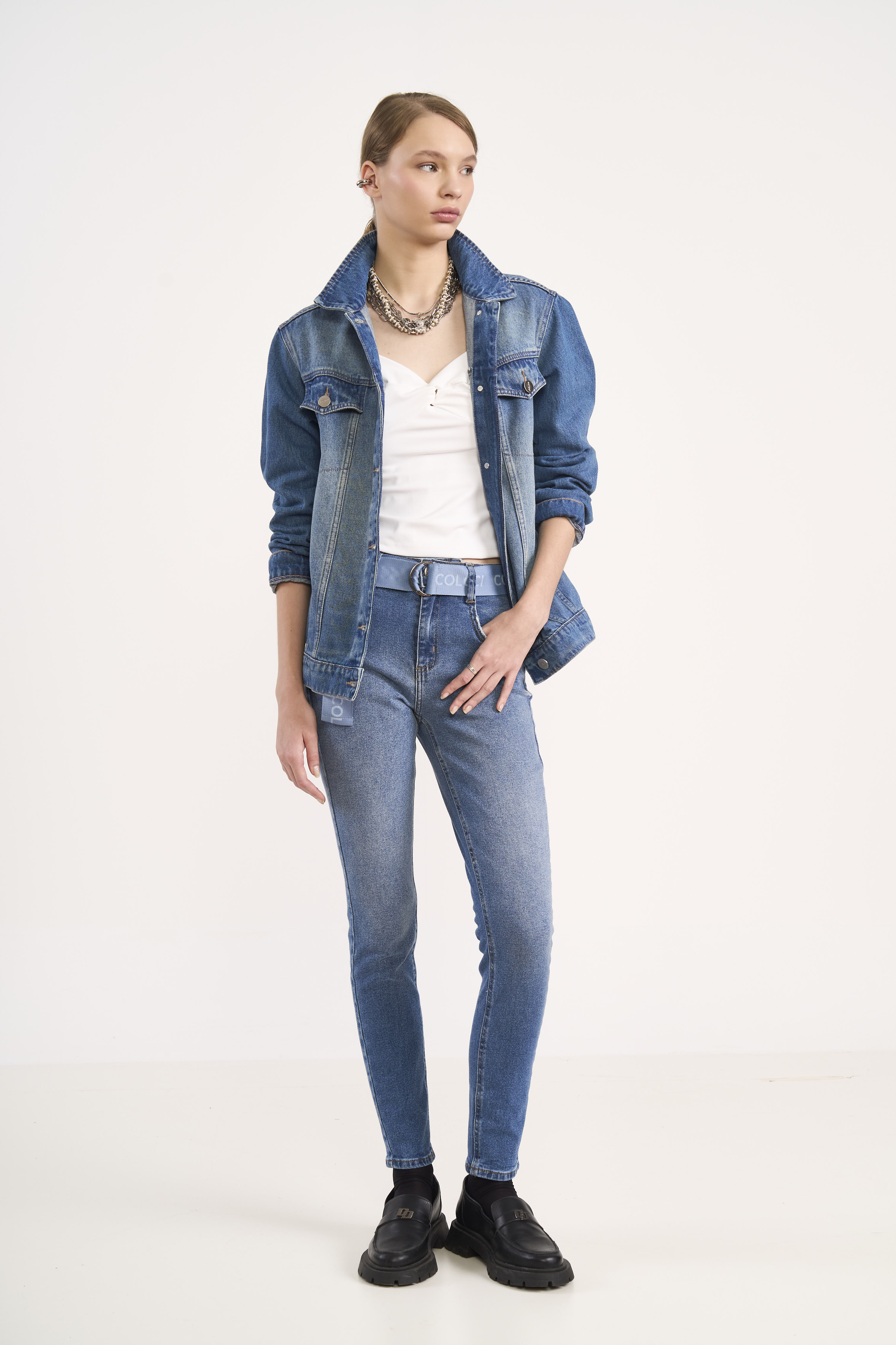 CALÇA JEANS BIA COM CINTO 40 INDIGO