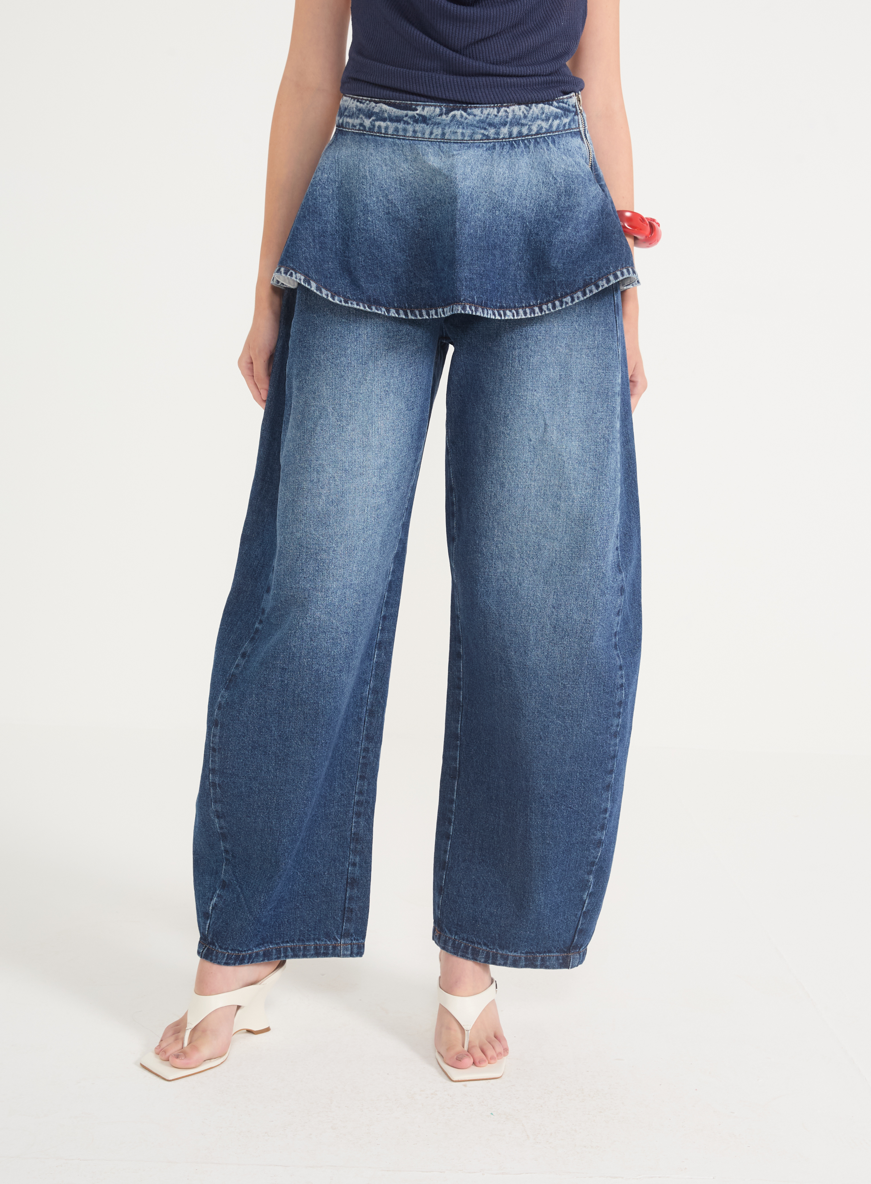 CALÇA JEANS COM SOBREPOSIÇÃO 38 INDIGO