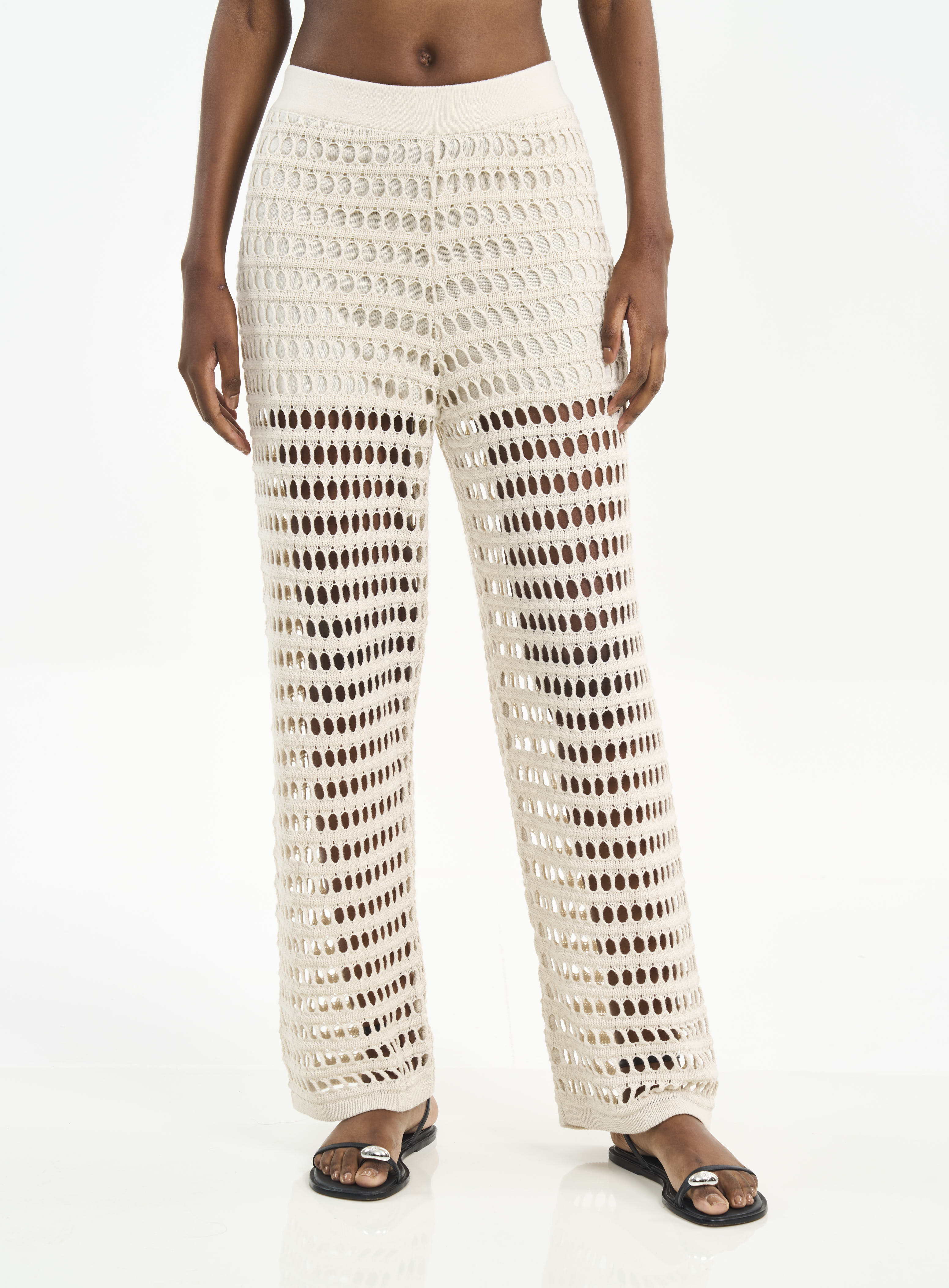 CALÇA TRICÔ P BEGE TAUPE