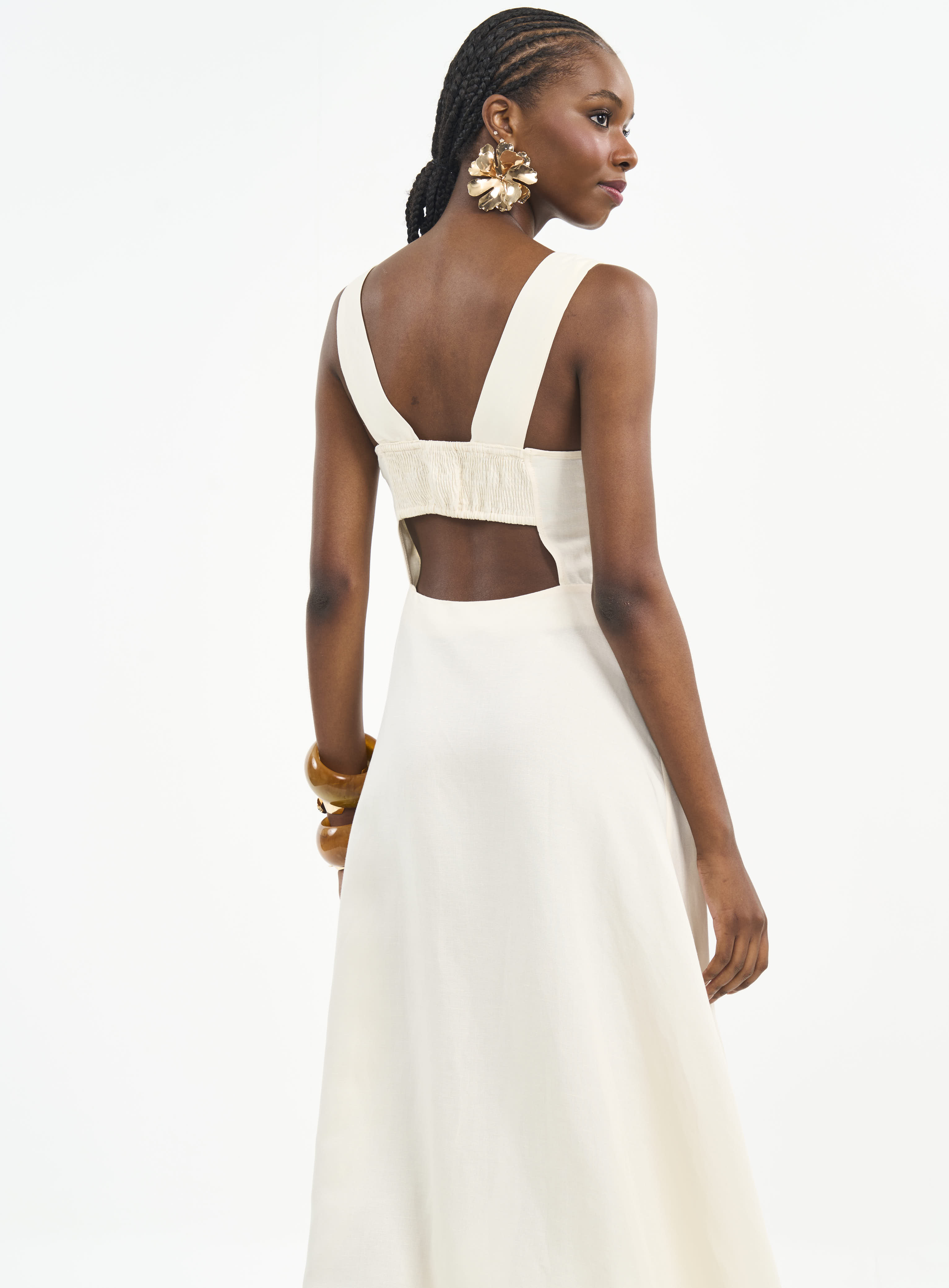 VESTIDO LINHO M BEGE AFFOGATO