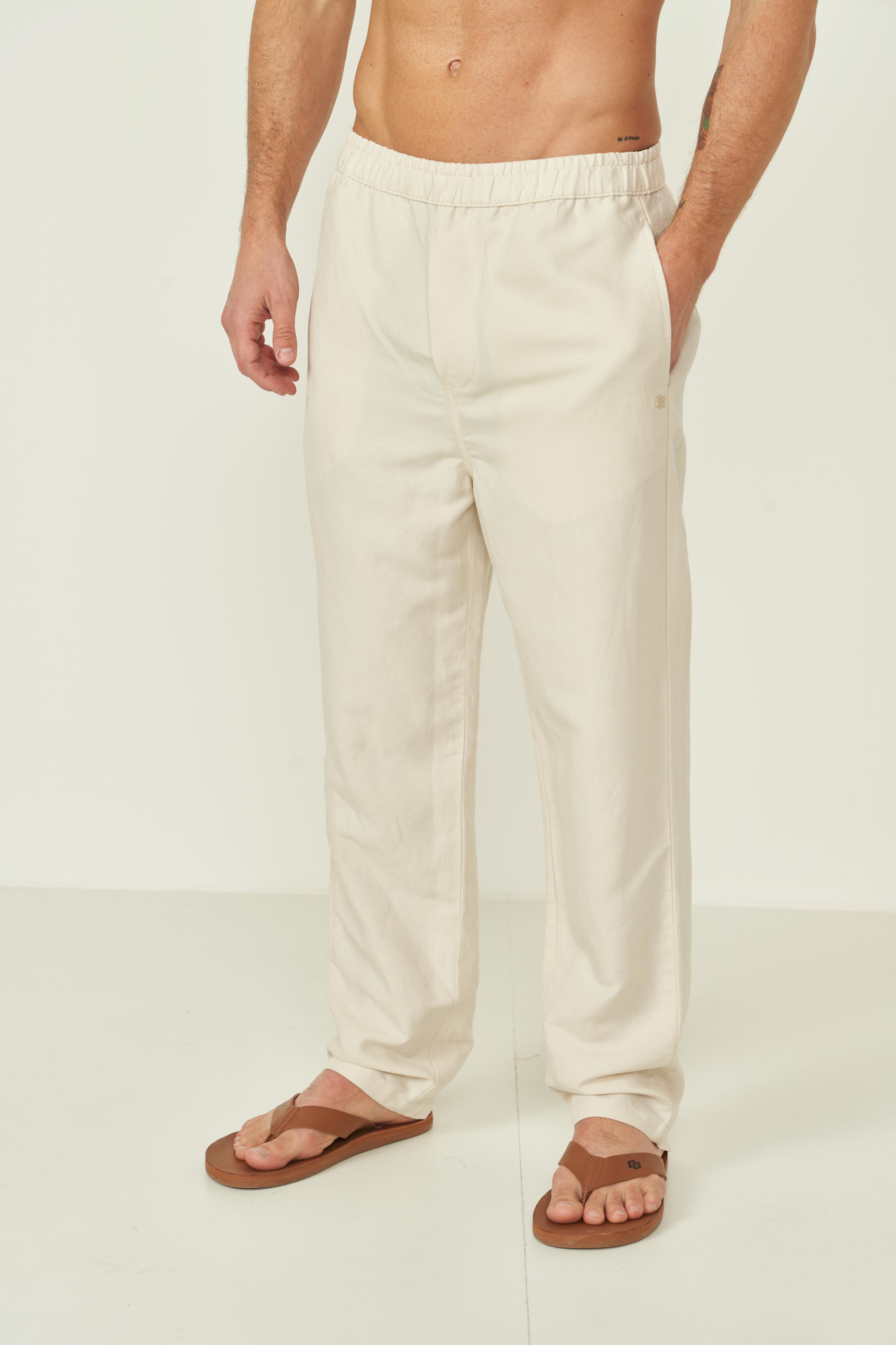 CALÇA LINHO G BEGE TAUPE