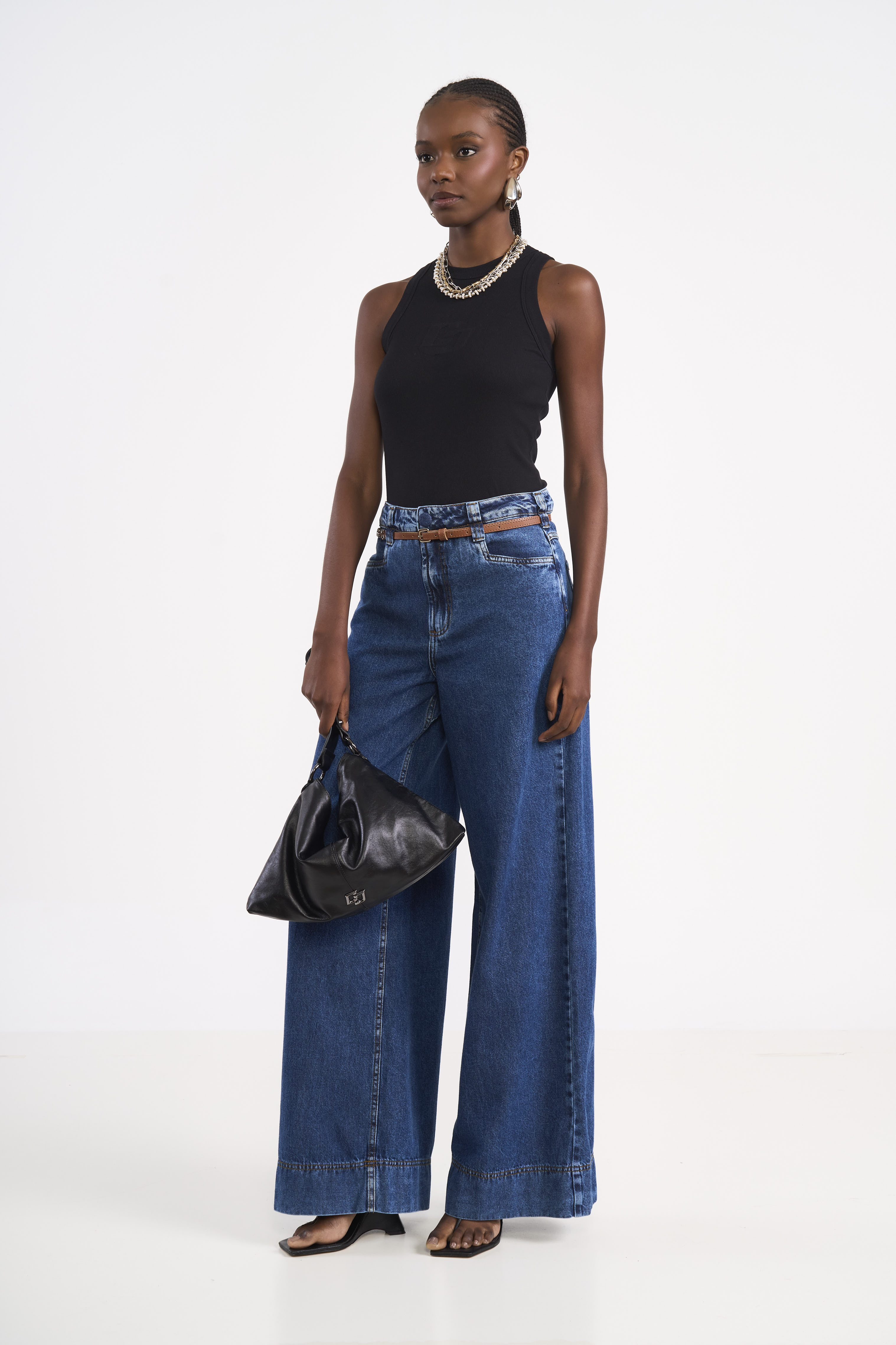 CALÇA JEANS SILVIA COM CINTO 42 INDIGO
