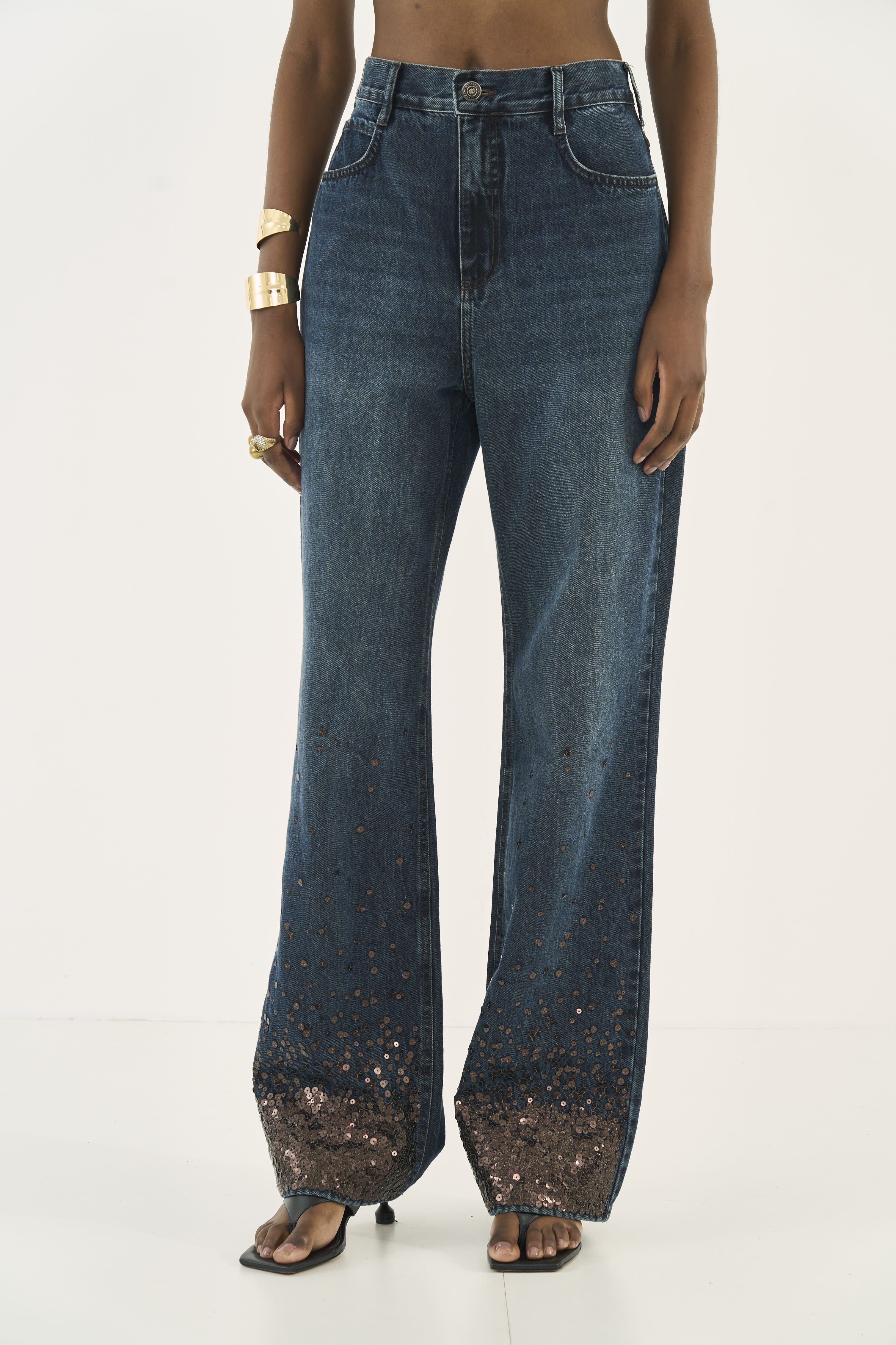 CALÇA JEANS LEONI LOW 36 INDIGO