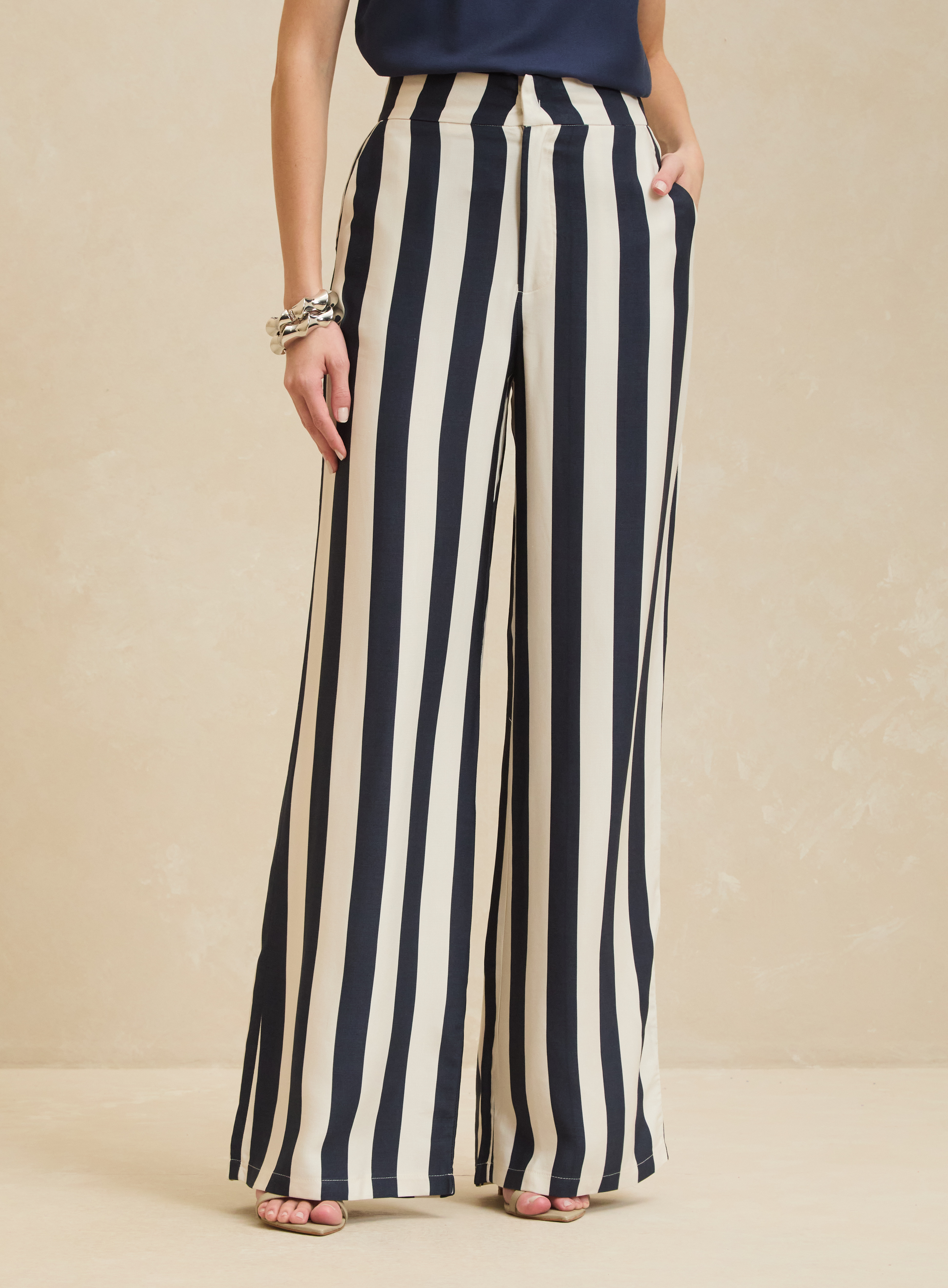 CALÇA LINHO LISTRADA M LISTRADO