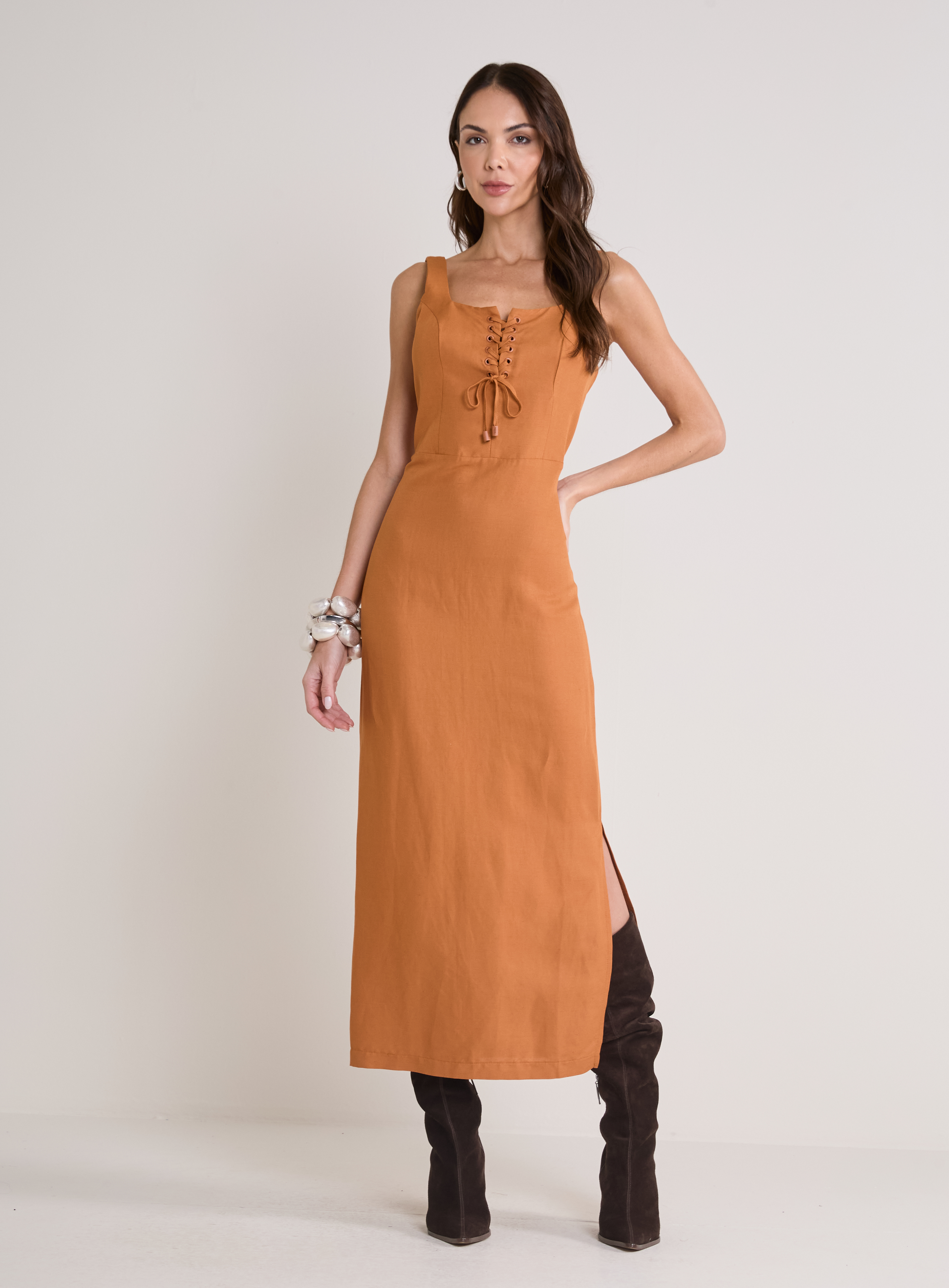 VESTIDO LINHO G BEGE CAMILO