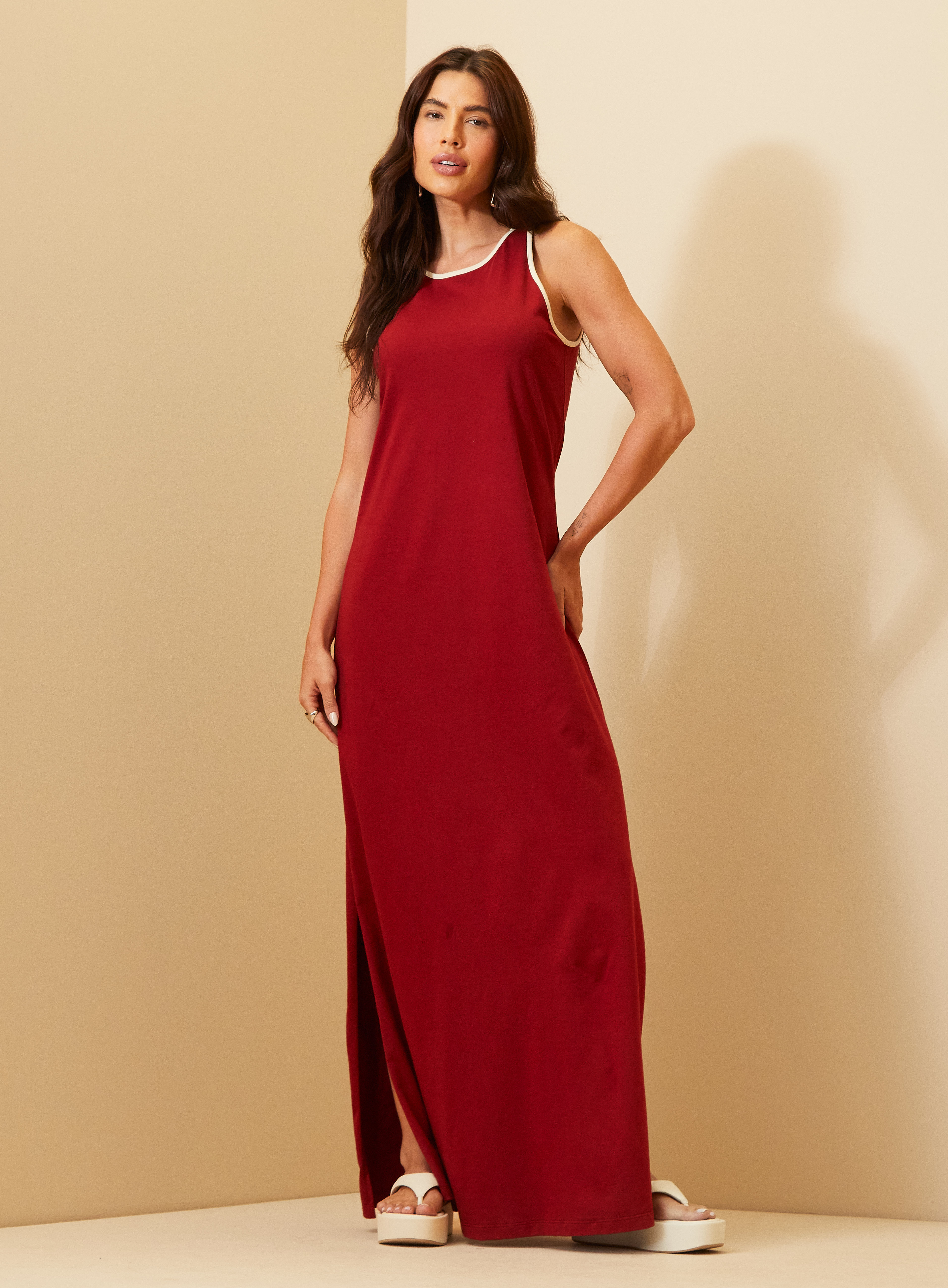 VESTIDO TRITON G VERMELHO/BEGE