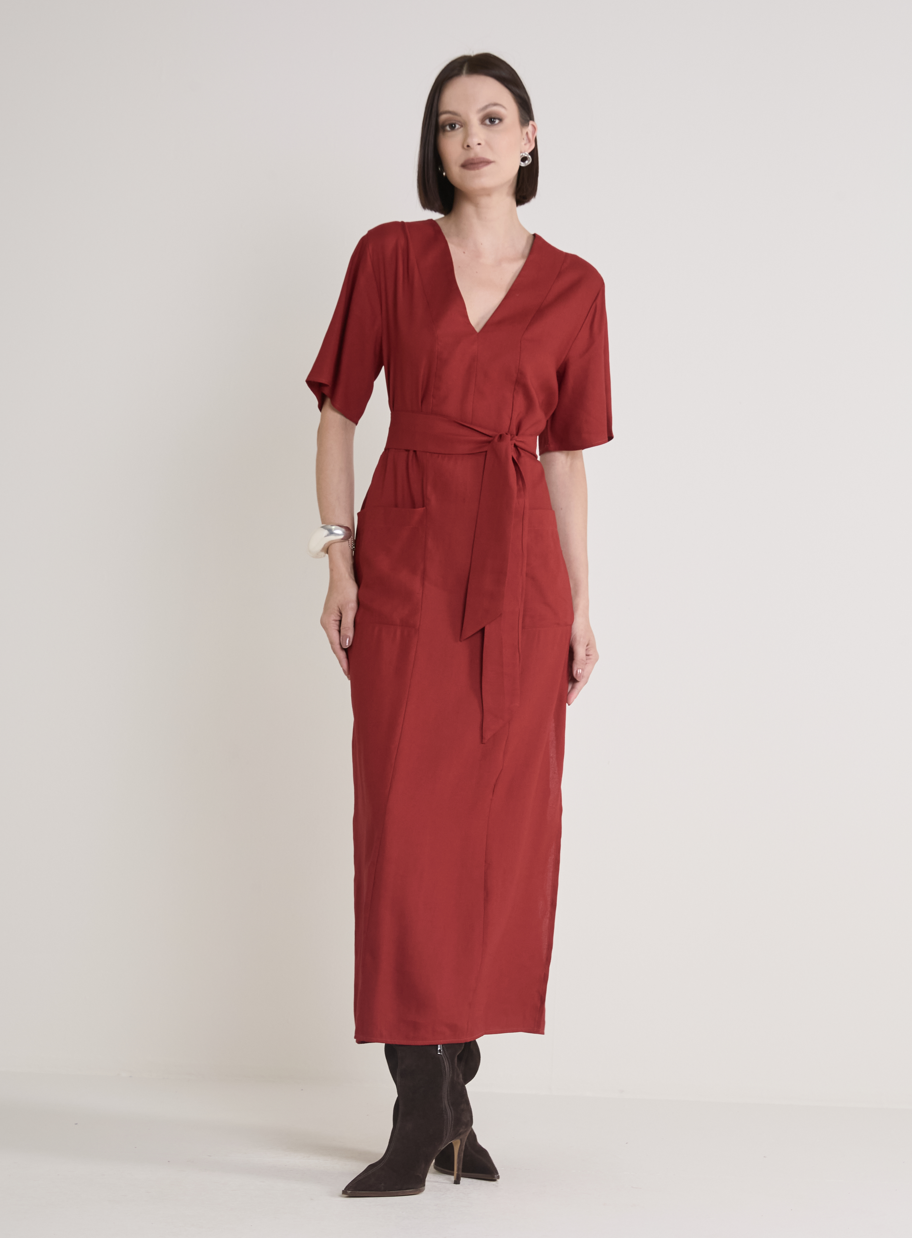 VESTIDO LINHO P VERMELHO VIN RO