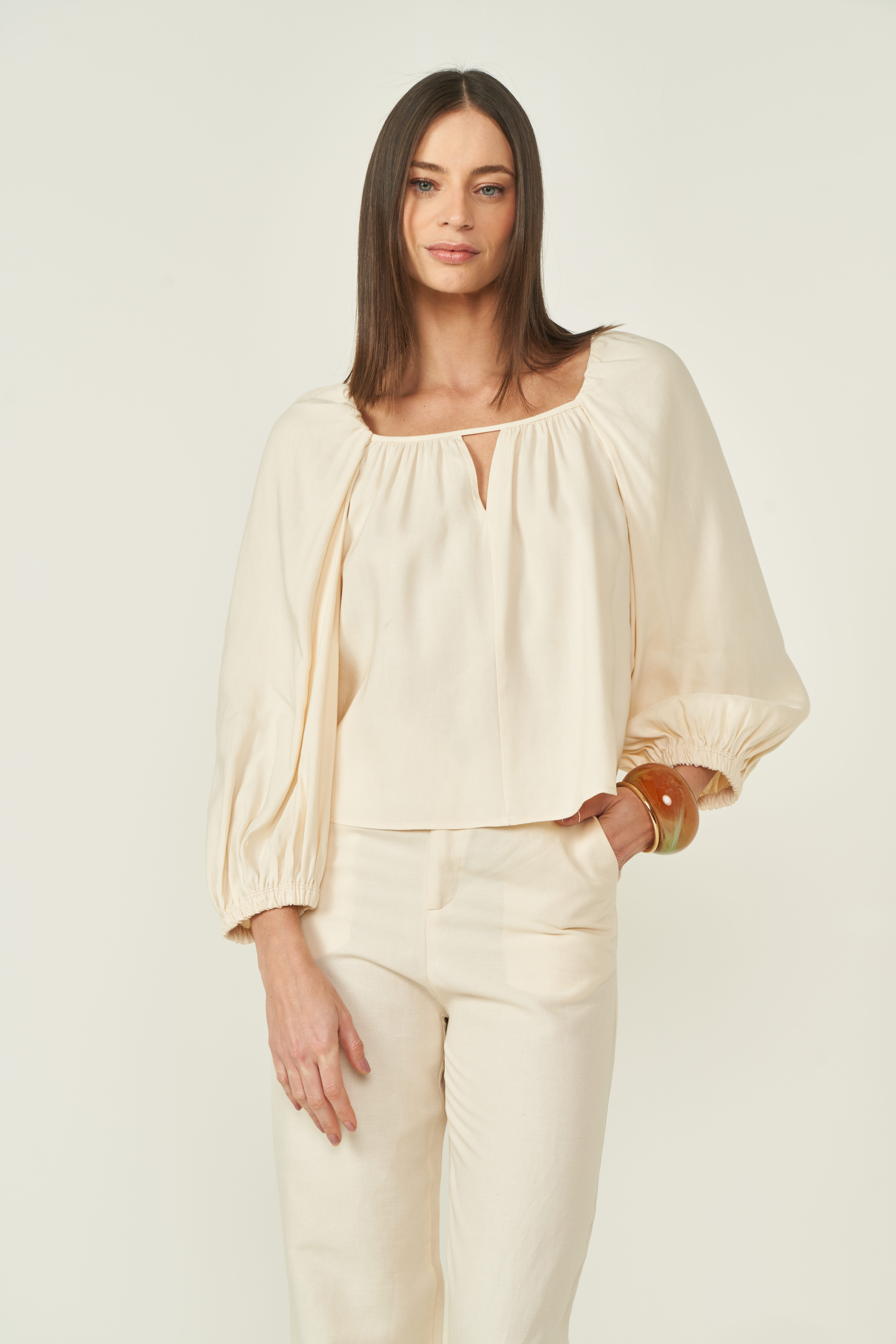 BLUSA LINHO G BEGE AFFOGATO