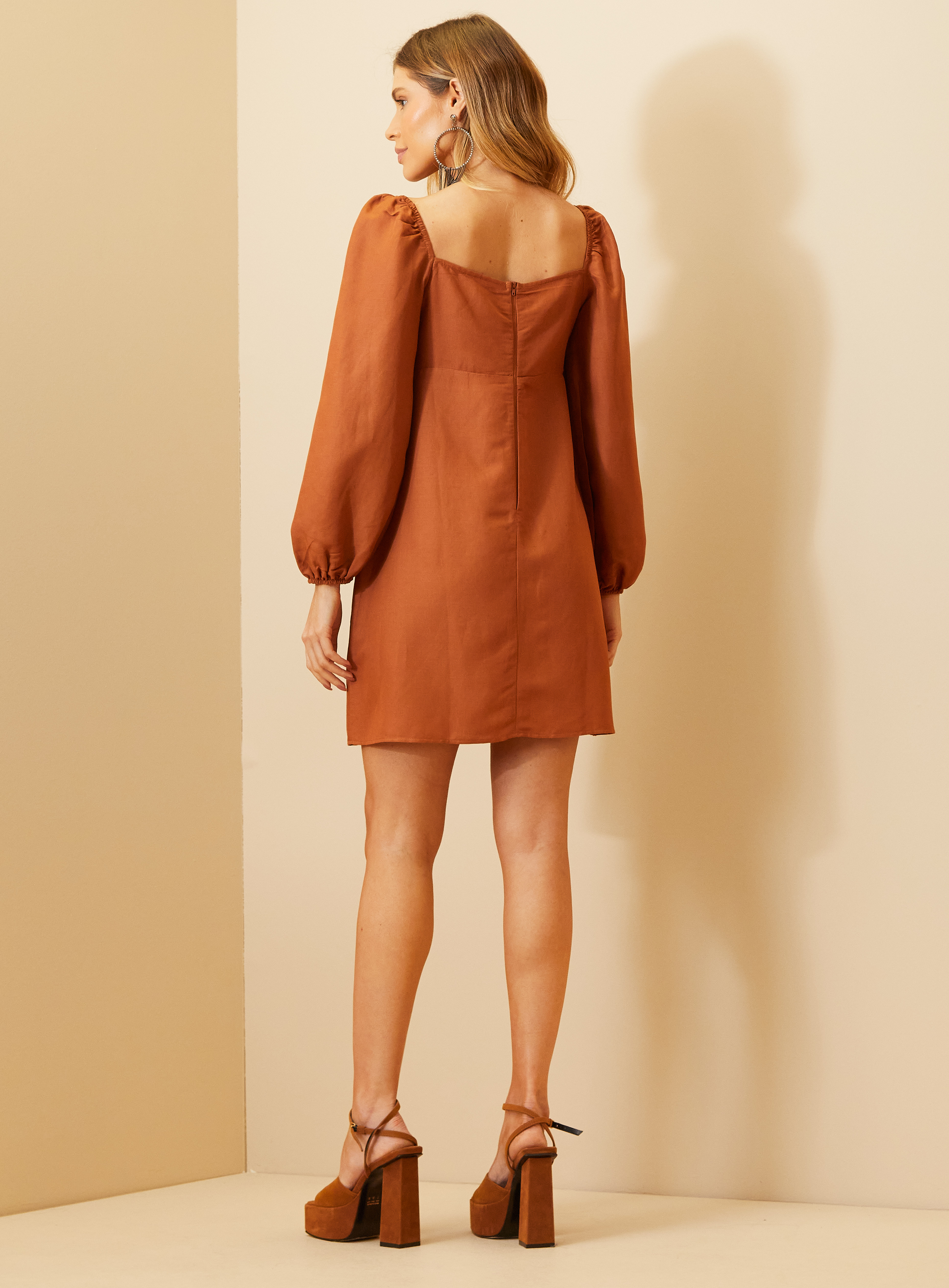 VESTIDO LINHO P MARROM VILLA SA