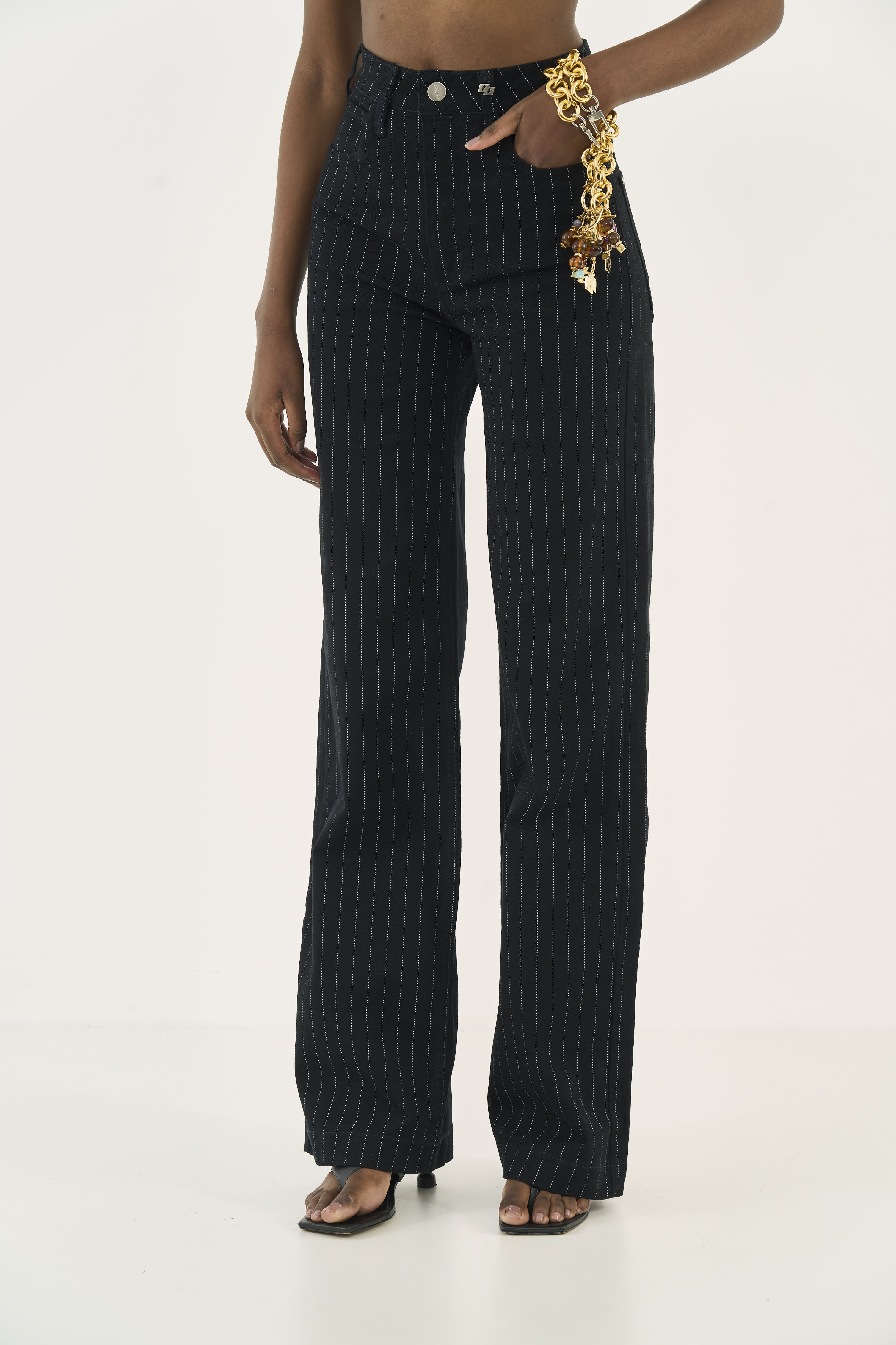 CALÇA SARJA JULIETTE ESTAMPADA 42 LISTRAS PONTIL.