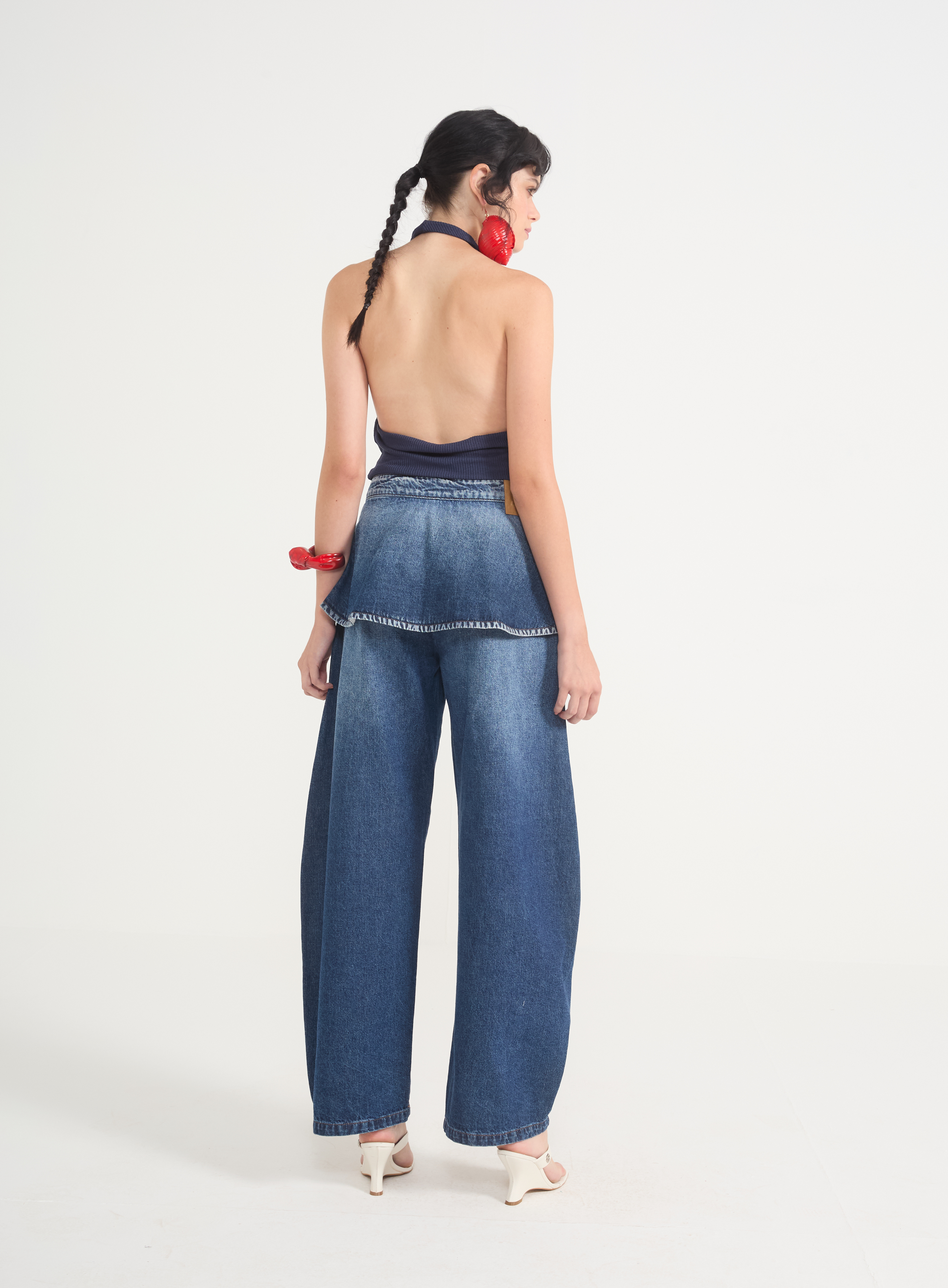 CALÇA JEANS COM SOBREPOSIÇÃO 38 INDIGO