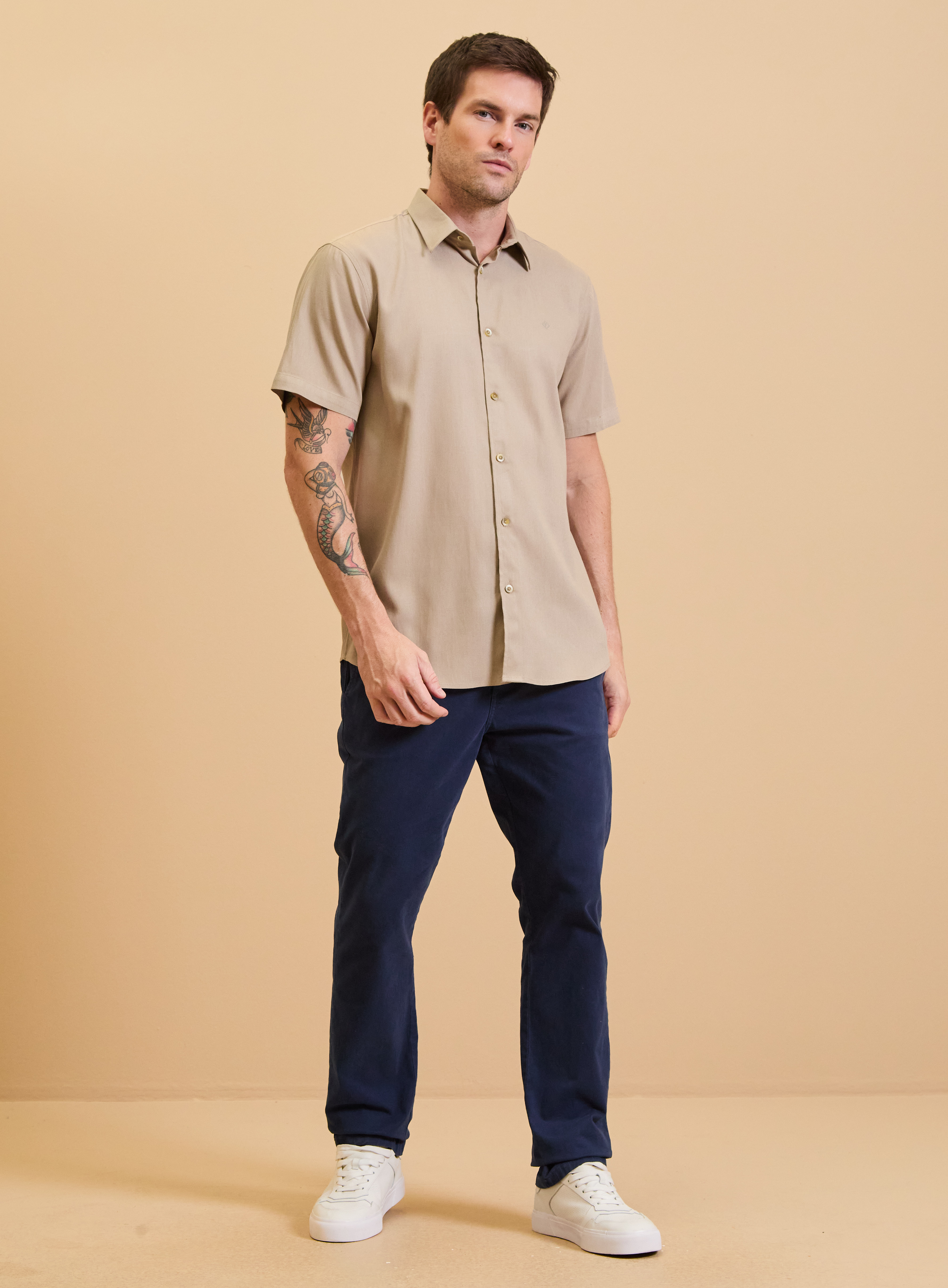 CAMISA LINHO RELAX G BEGE BISQUET