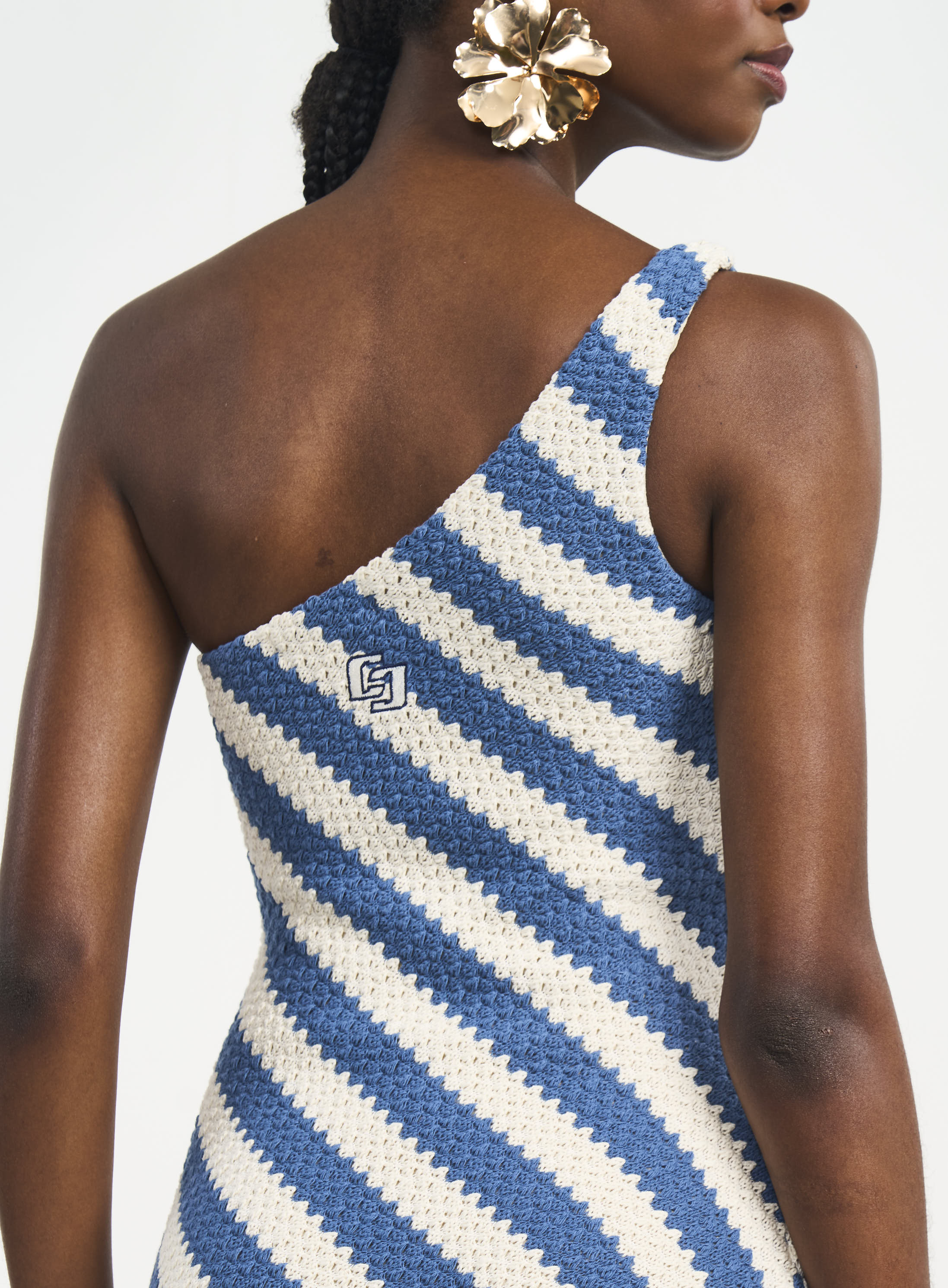 VESTIDO LISTRADO G BEGE/MARINHO