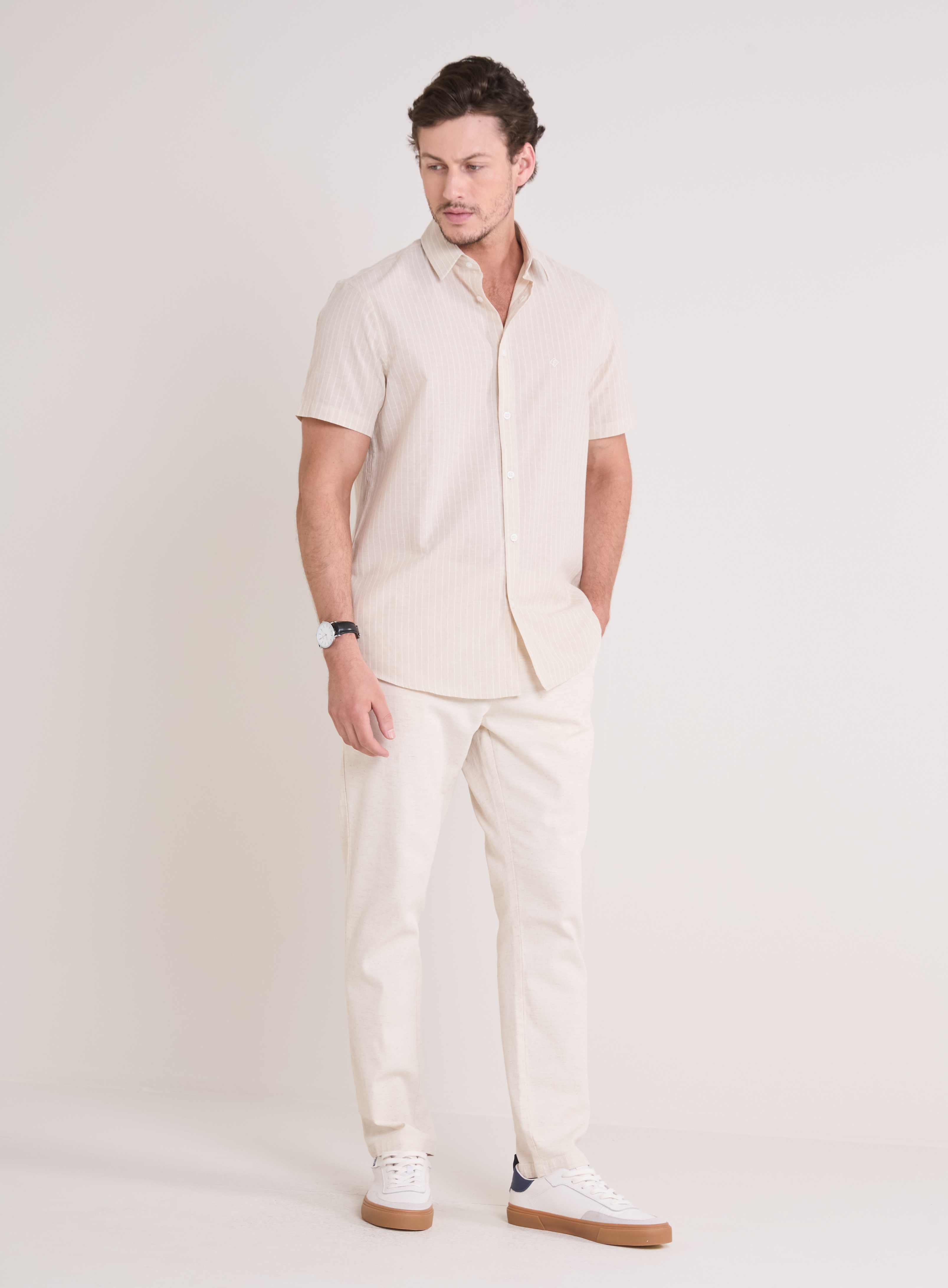 CALÇA LINHO 42 OFF/MARROM