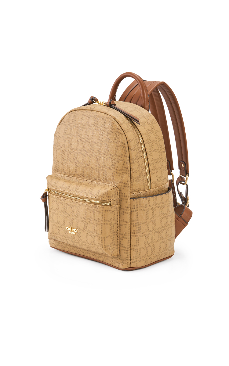 MOCHILA COLCCI FEM MONOGRAMA U CARAMELO