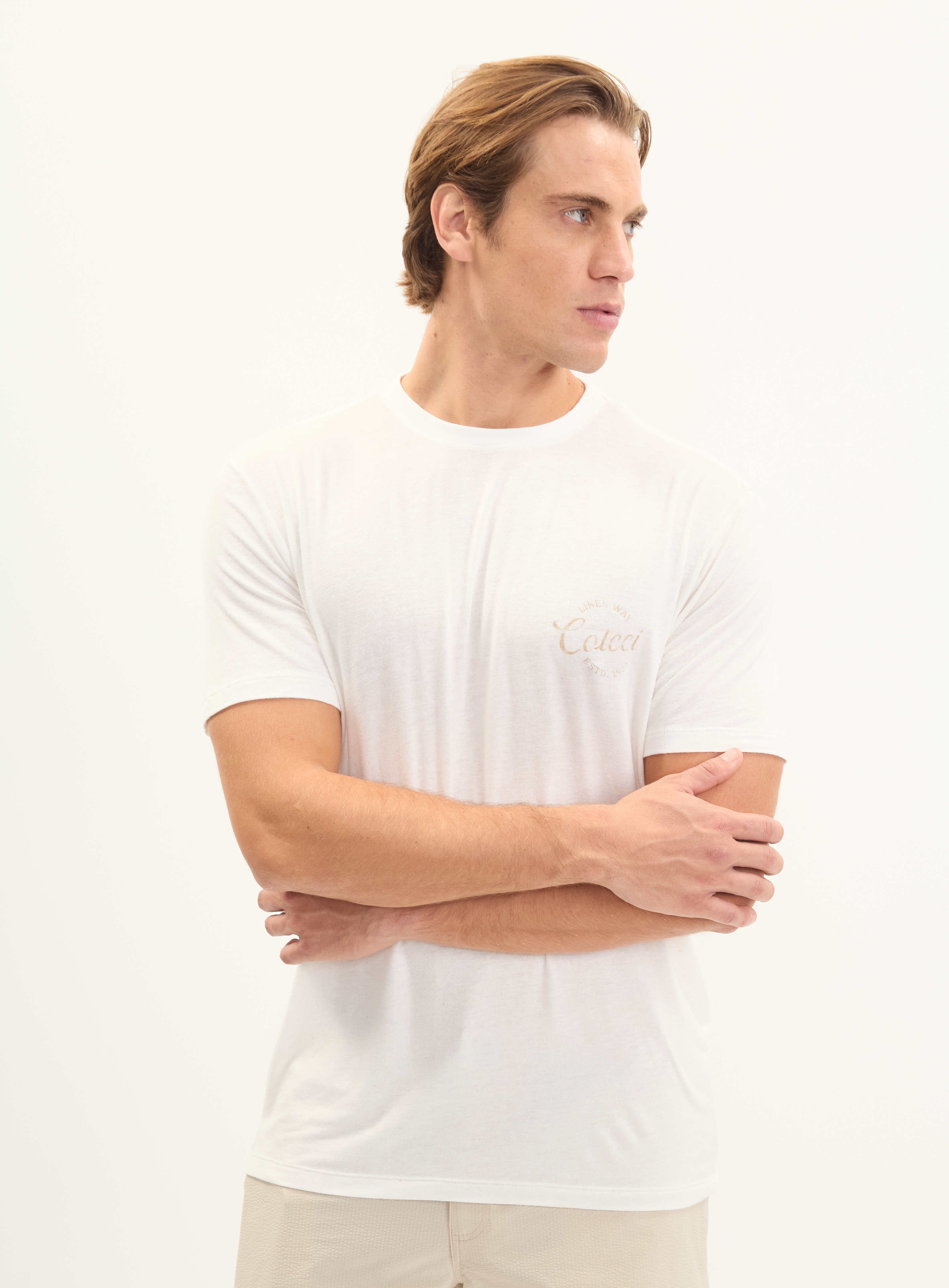 CAMISETA LINHO G BEGE/OFF