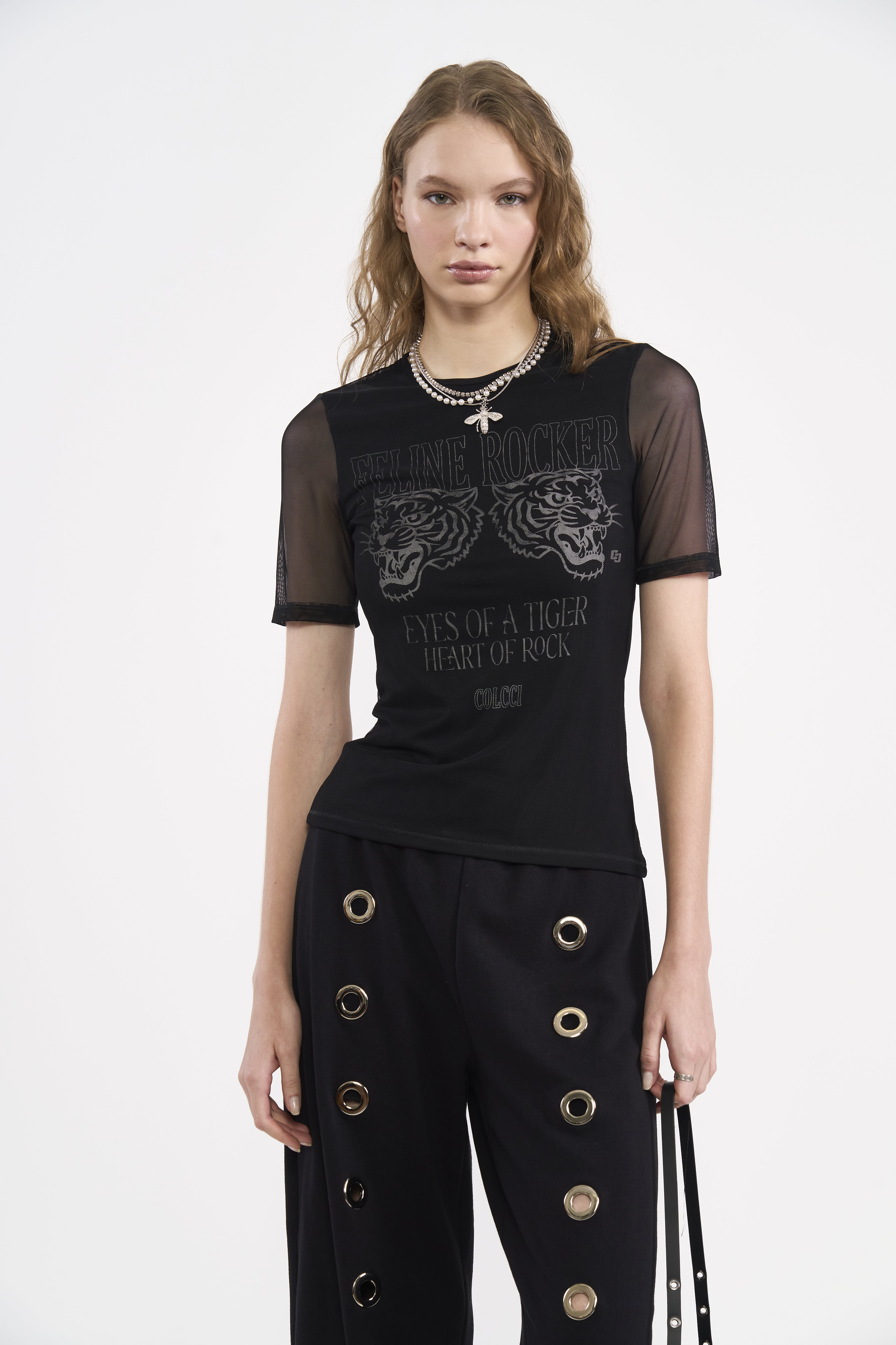 CAMISETA TULE ESTAMPADA PP PRETO