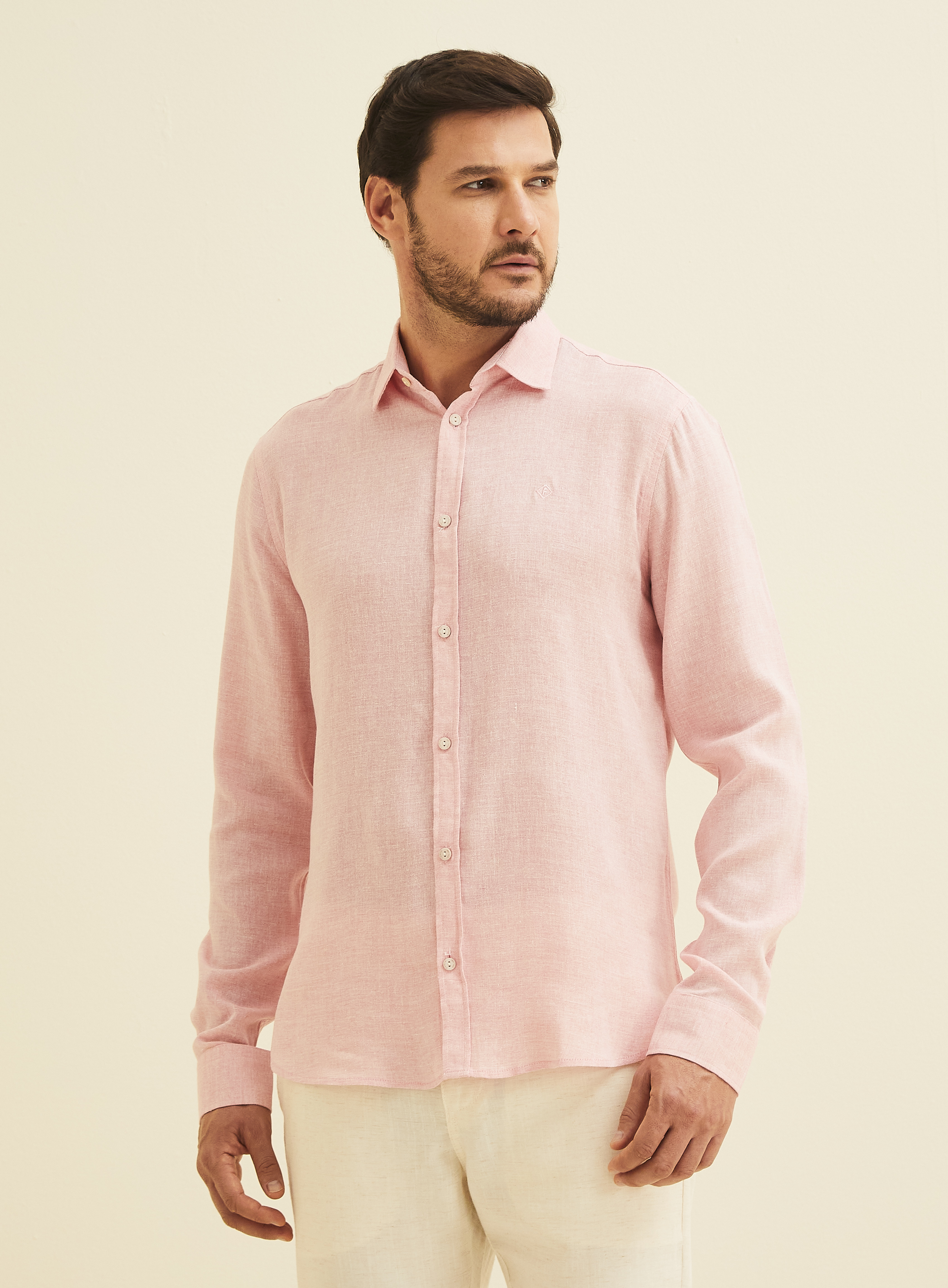 CAMISA LINHO ST BARTHS M ROSA/OFF