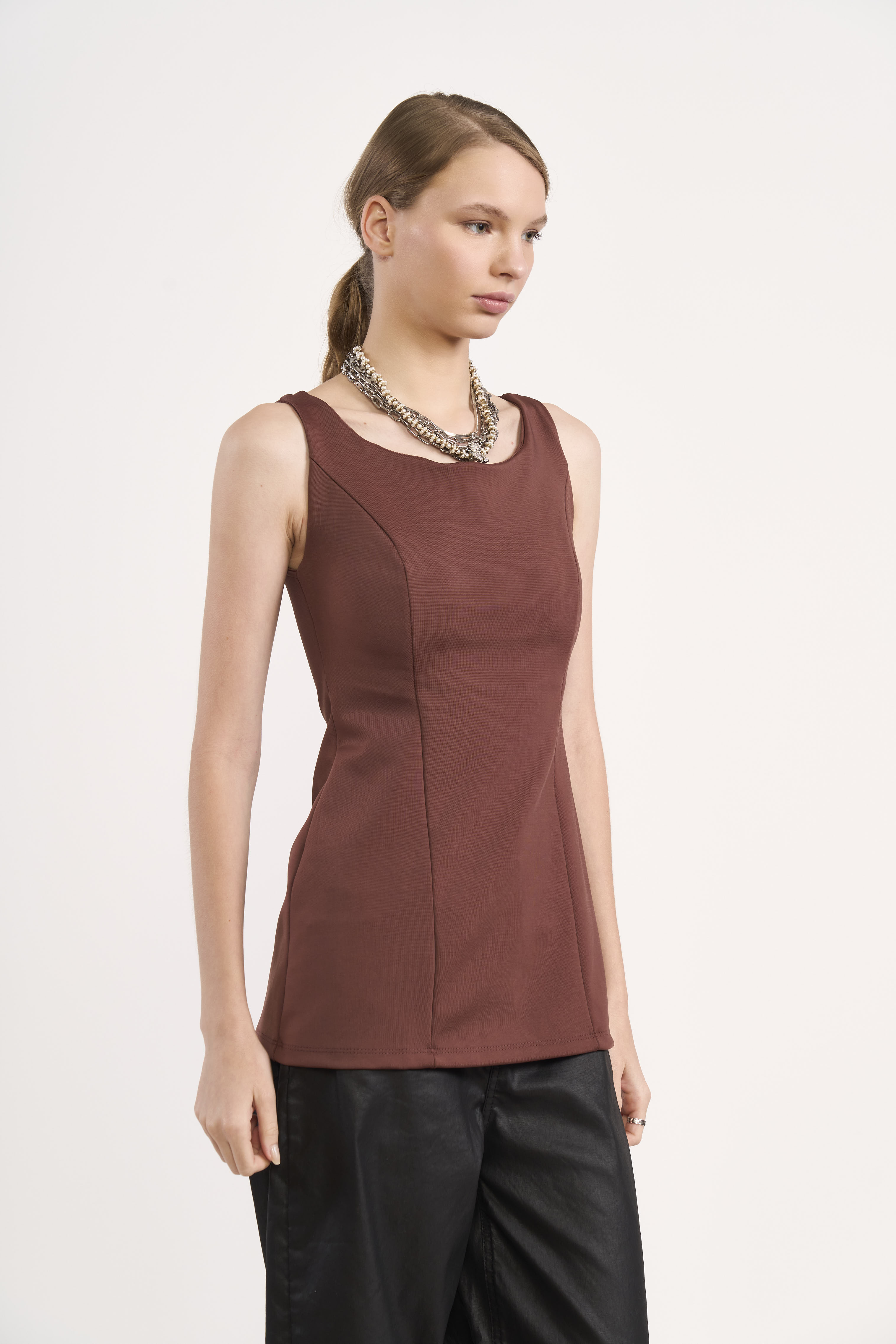 BLUSA COLCCI G MARROM BEATEN BROWN