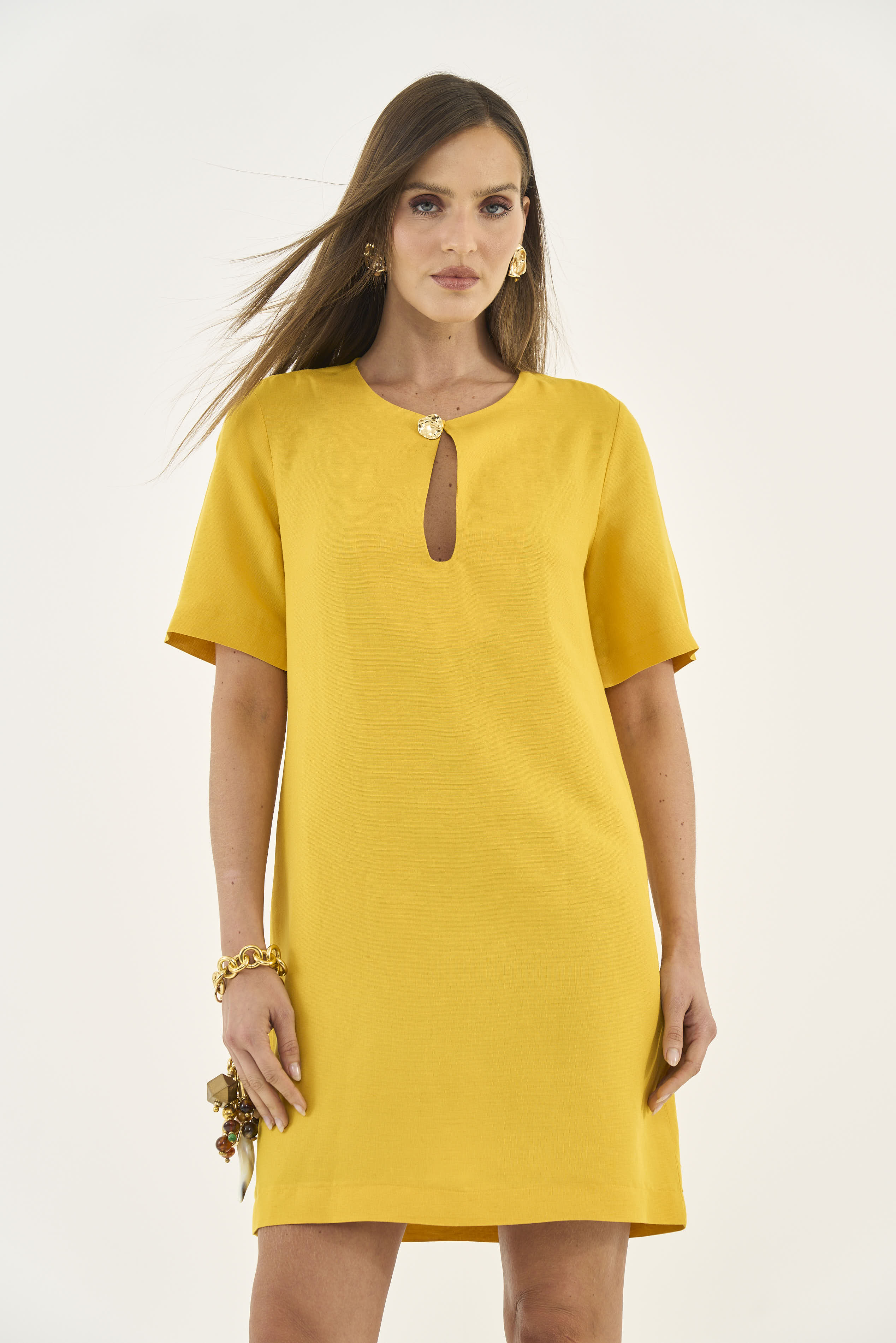 VESTIDO LINHO G AMARELO SUN GLO