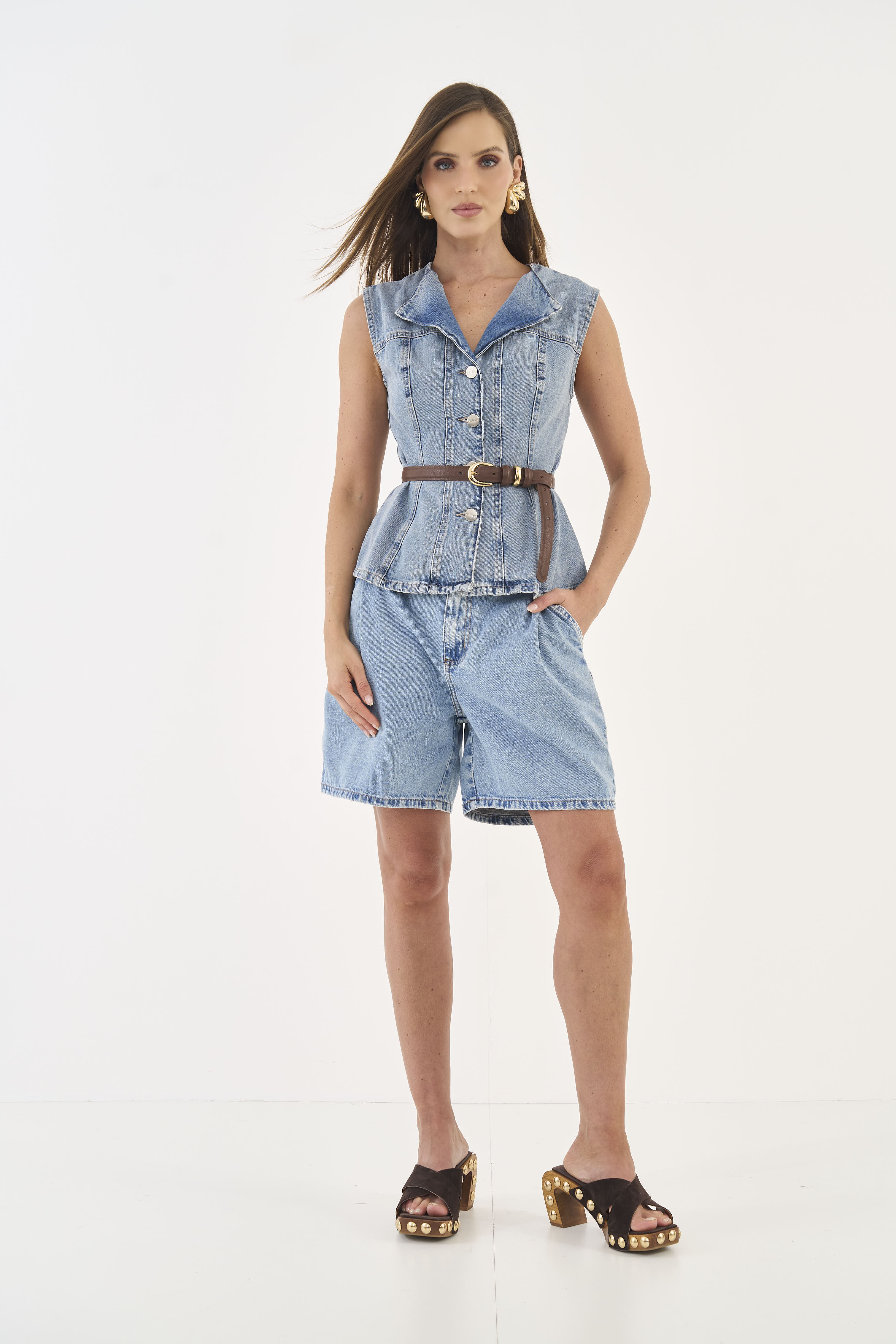 BERMUDA JEANS JOANA 38 INDIGO