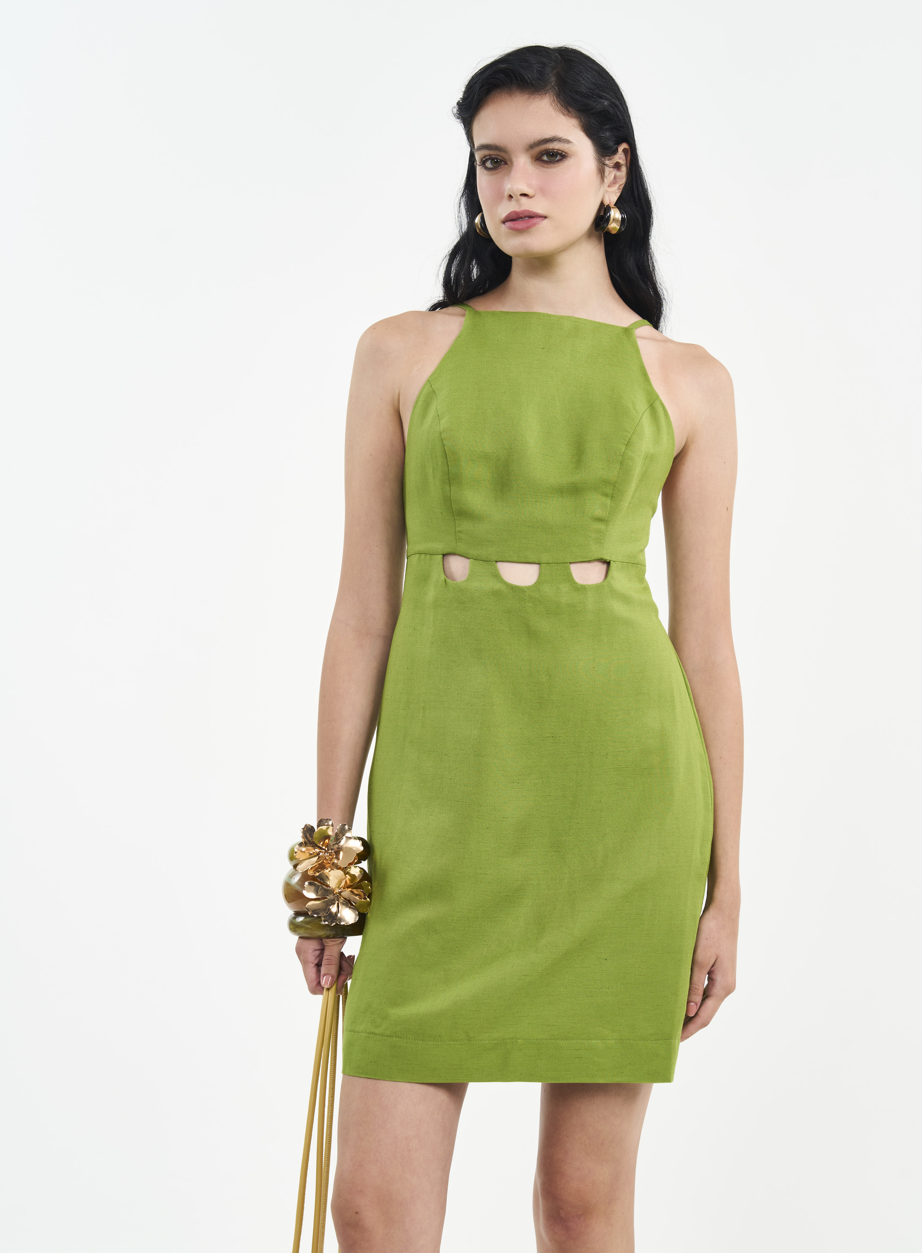 VESTIDO LINHO M VERDE YUCA