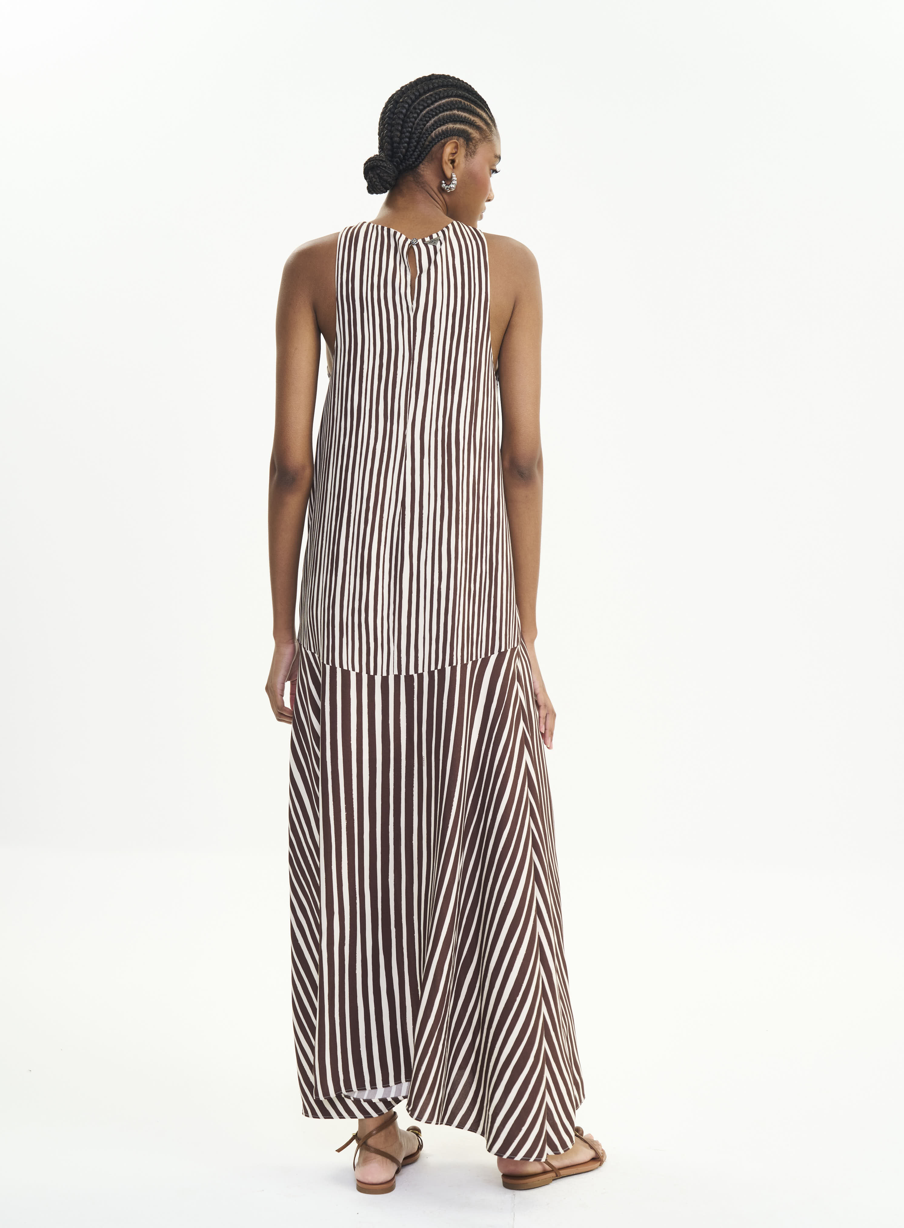 VESTIDO ESTAMPADO M OFF/MARROM